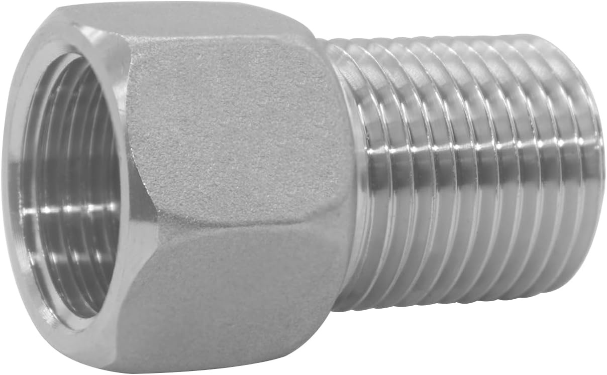 1/2" Female to 1/2" Male Extension Pipe Nipple Connector, Stainless Steel Pipe Longer Fitting Adapter 1.57" Length 40 mm