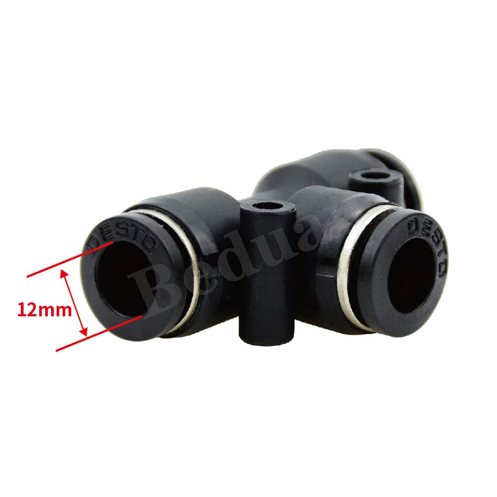 Push to Connect Air Fitting, 12mm Tube OD Pneumatic Tee Union Fitting Push Lock Pack of 10