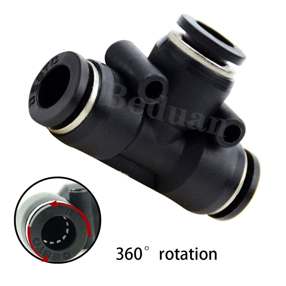 Push to Connect Air Fitting, 12mm Tube OD Pneumatic Tee Union Fitting Push Lock Pack of 10