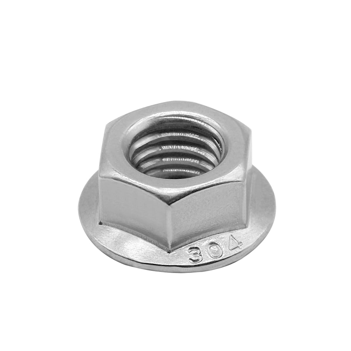 M5*0.8 Serrated Flange Hex Lock Nuts 304 Stainless Steel 18-8 Bright Finish 100PCS