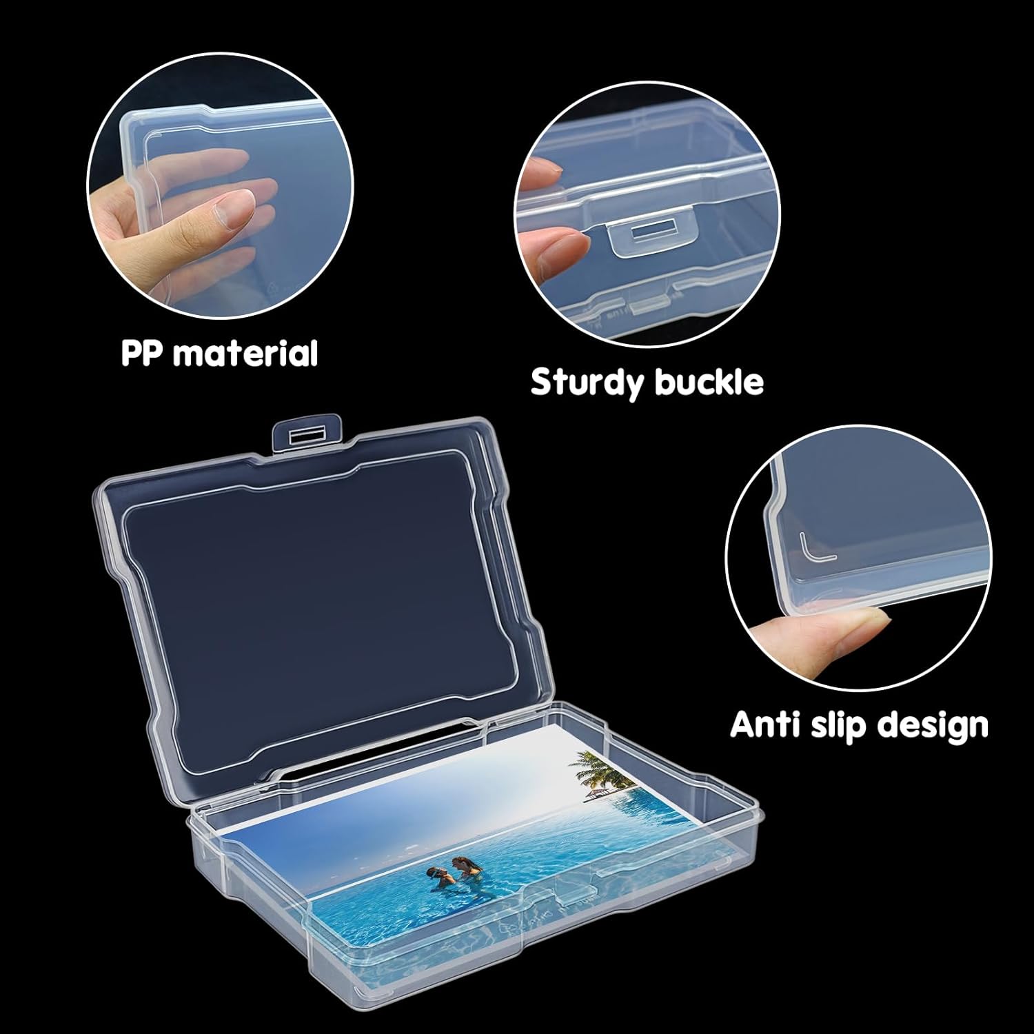 6Pcs Photo Storage Containers,Photo Storage Craft Keeper,4" x 6" Photo Storage Boxes,Plastic Photo Case for Cards,Stamps,Pictures,Photos,Scrapbooking 6