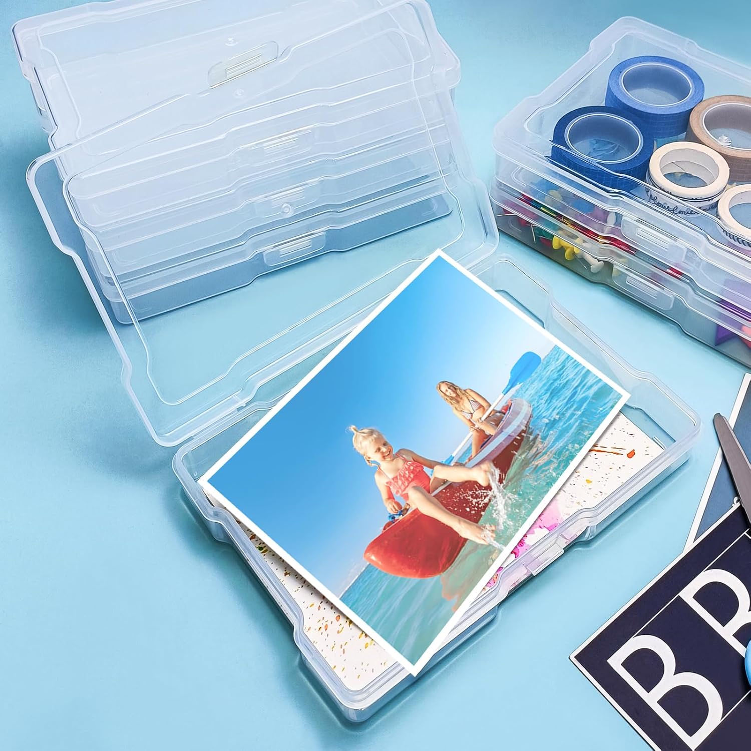 6Pcs Photo Storage Containers,Photo Storage Craft Keeper,4" x 6" Photo Storage Boxes,Plastic Photo Case for Cards,Stamps,Pictures,Photos,Scrapbooking 6