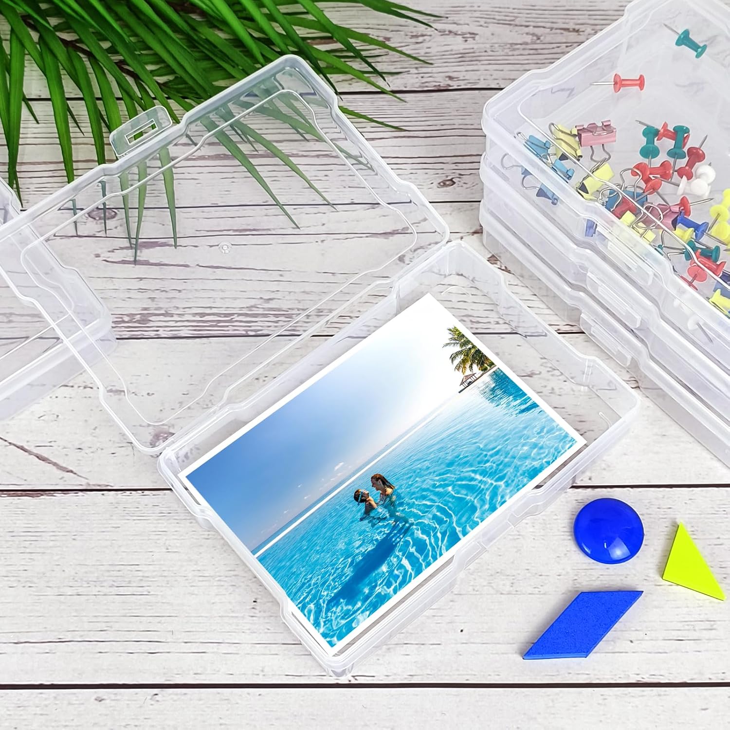 6Pcs Photo Storage Containers,Photo Storage Craft Keeper,4" x 6" Photo Storage Boxes,Plastic Photo Case for Cards,Stamps,Pictures,Photos,Scrapbooking 6
