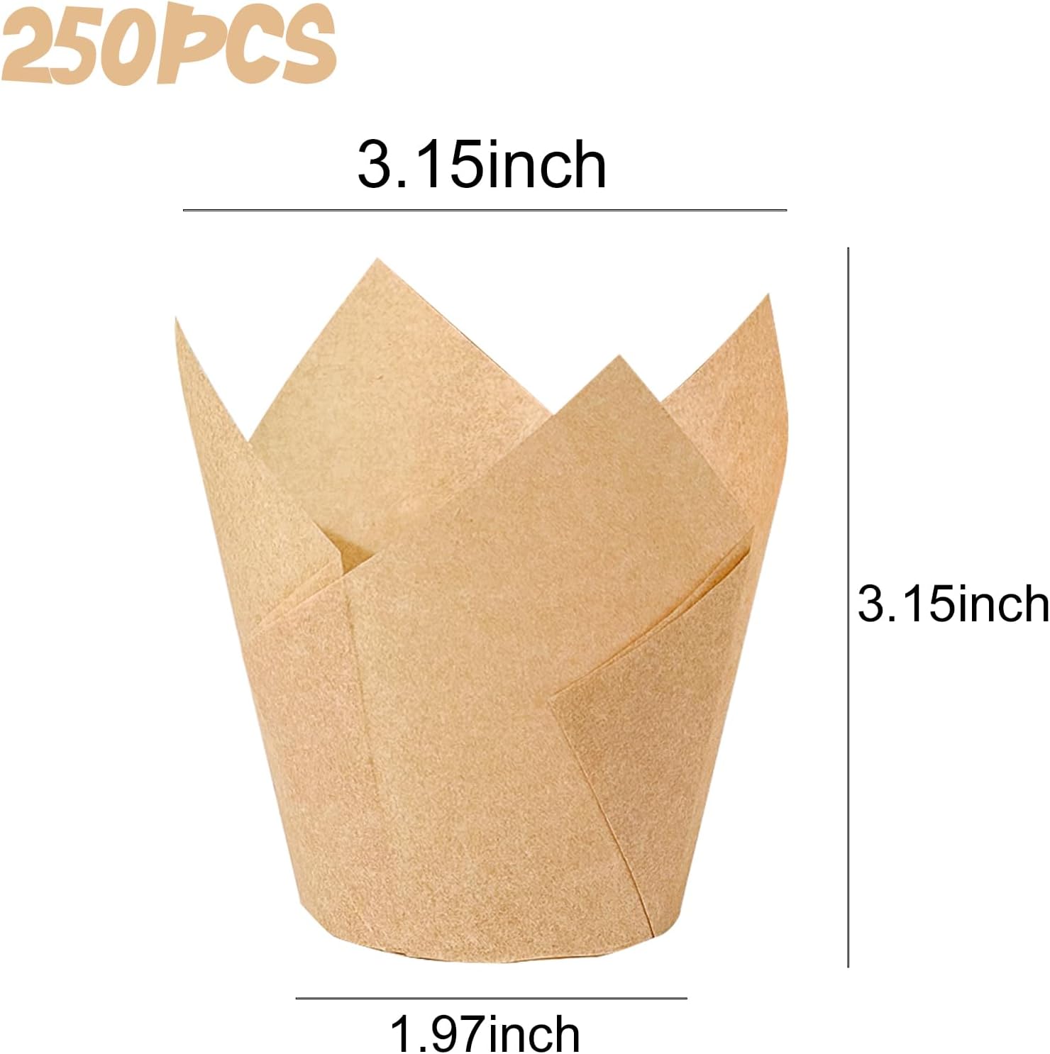 250Pcs Tulip Cupcake Liners,Parchment Paper Cupcake Liners,Muffin Liner for Baking in Standard Size,Cupcake Liner Paper for Party,Weeding,Birthday, Christmas,Valentines Natural