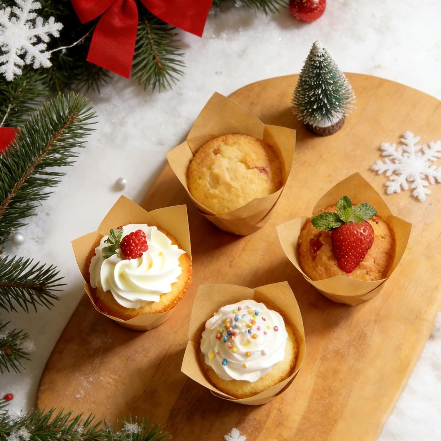 250Pcs Tulip Cupcake Liners,Parchment Paper Cupcake Liners,Muffin Liner for Baking in Standard Size,Cupcake Liner Paper for Party,Weeding,Birthday, Christmas,Valentines Natural