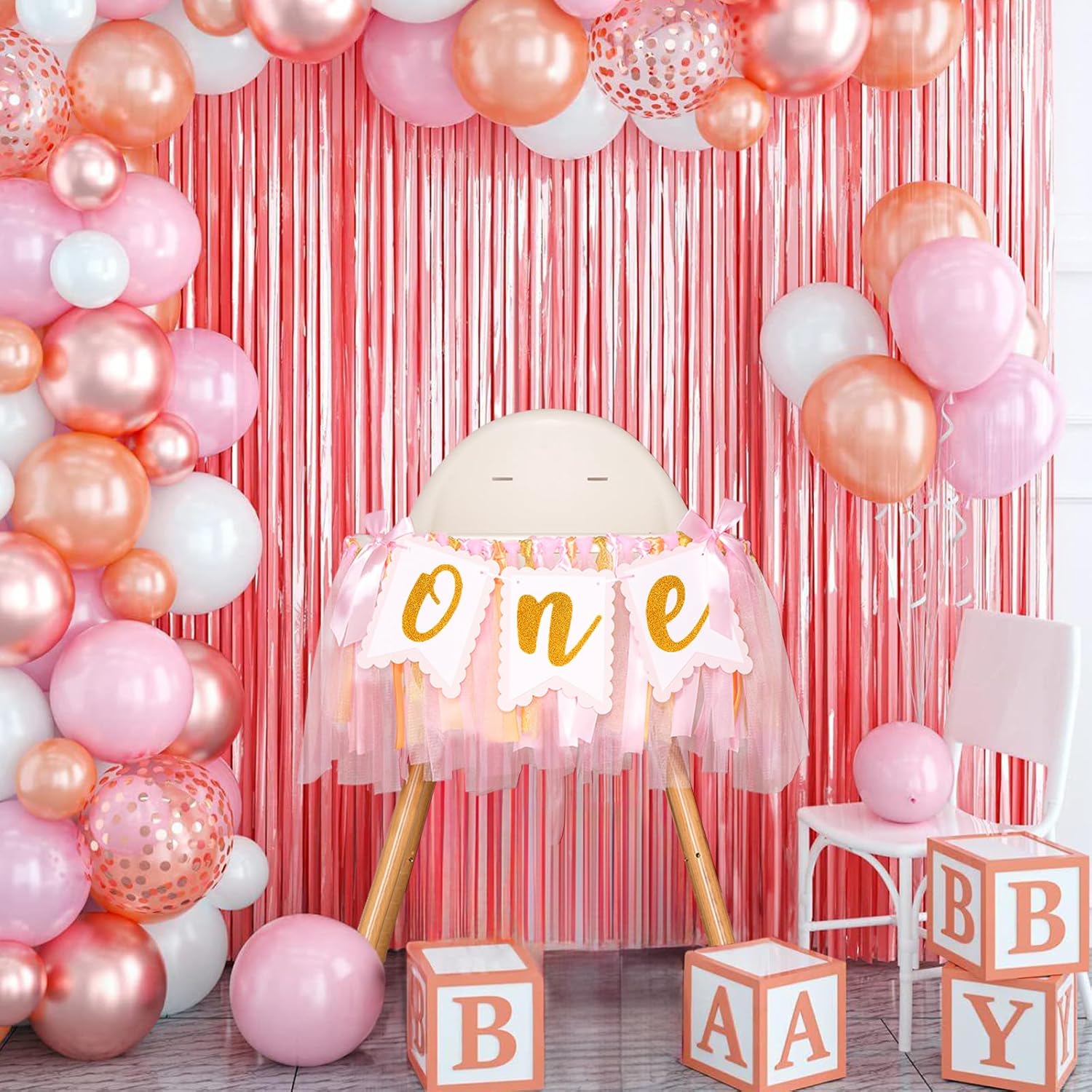 1st Highchair Banner Birthday Girl - NO DIY First Birthday Highchair Banner Pink One Year Old Birthdays Party Decoration 1st Highchair Garland Decoration for Princess Fairy Baby Photo Prop Party Decor