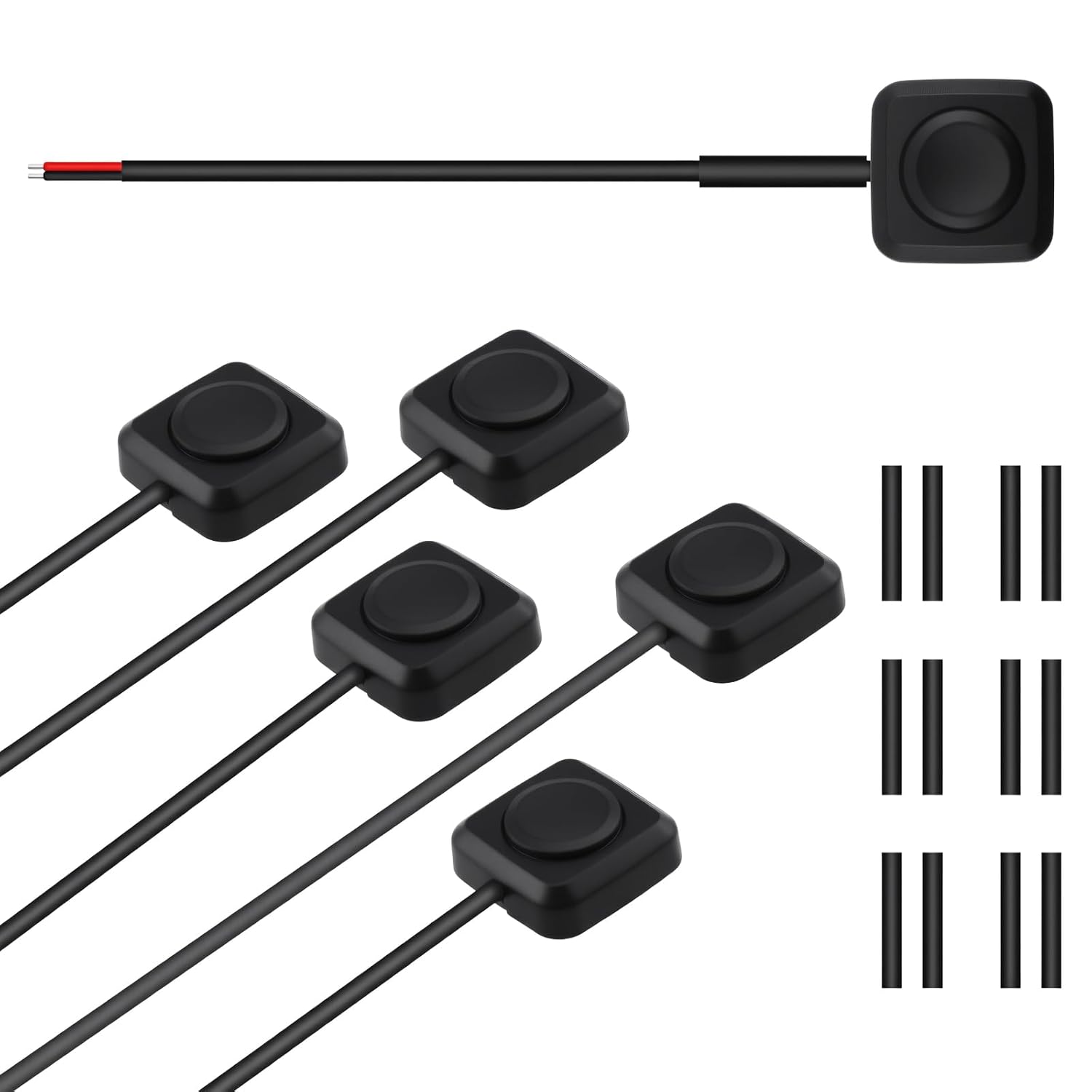 6 Pcs Momentary Push Button Switch, Surface Mount ON/Off Horn Buttons, 12V 24V Small Momentary Switch with 12 inch Prewired Cables for Electronic Experiment, Industrial Control, Car Horn