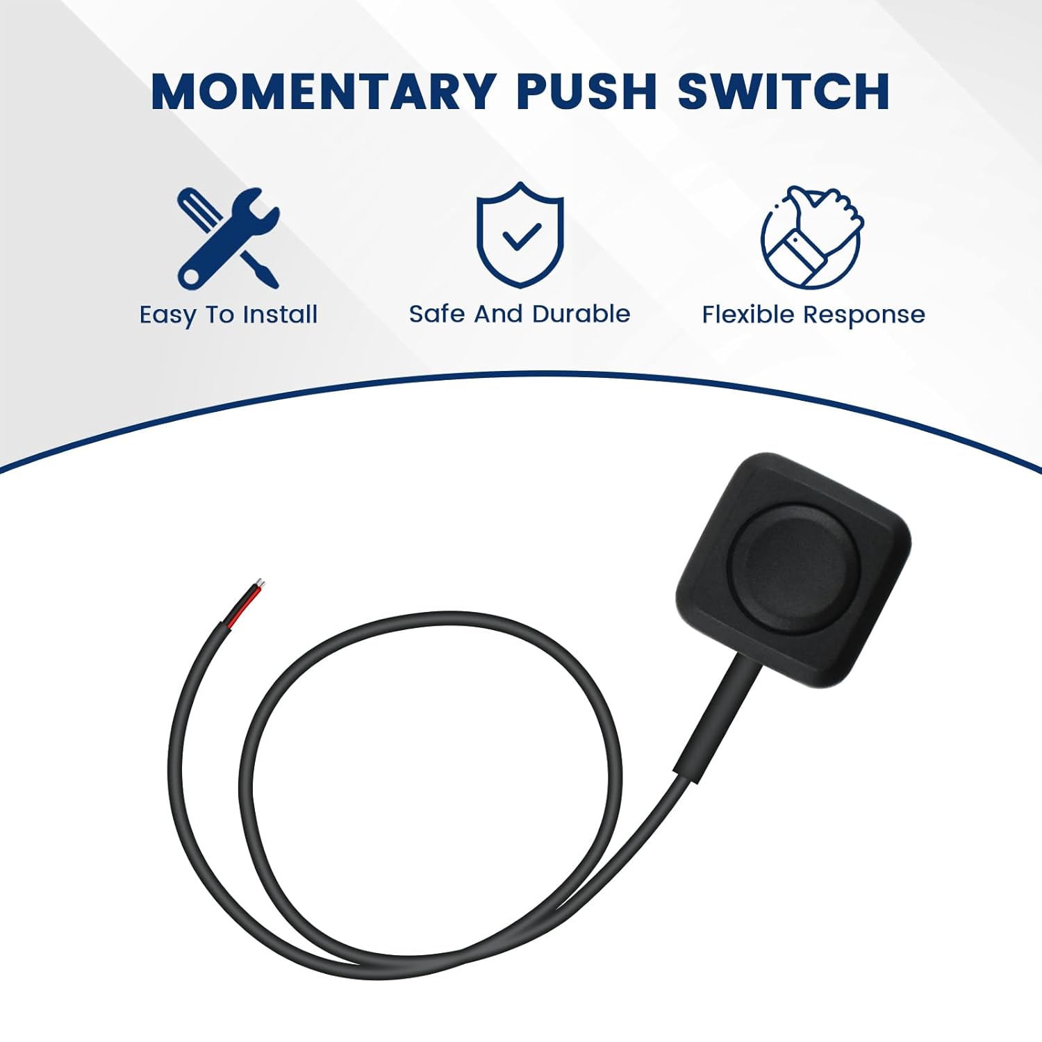6 Pcs Momentary Push Button Switch, Surface Mount ON/Off Horn Buttons, 12V 24V Small Momentary Switch with 12 inch Prewired Cables for Electronic Experiment, Industrial Control, Car Horn