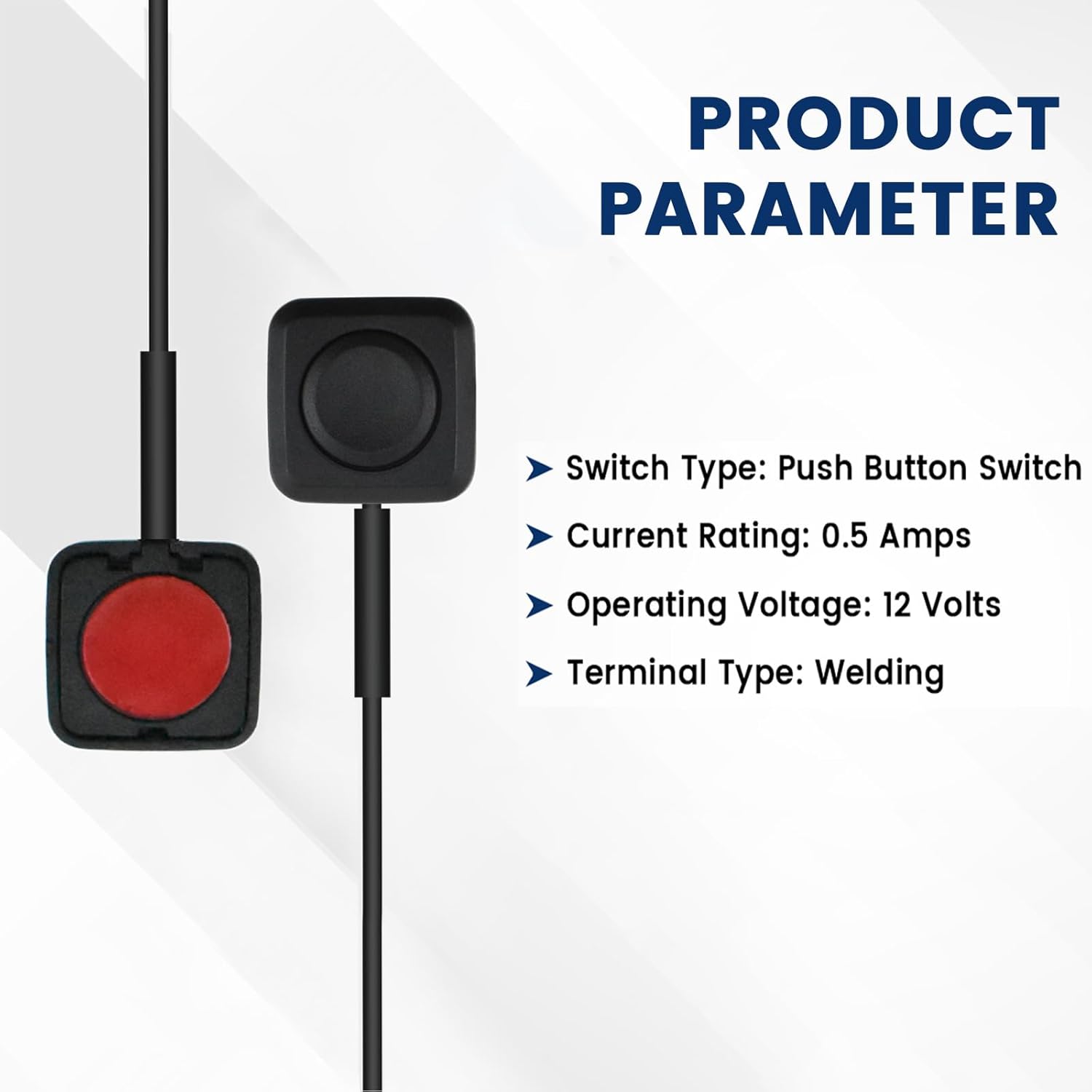 6 Pcs Momentary Push Button Switch, Surface Mount ON/Off Horn Buttons, 12V 24V Small Momentary Switch with 12 inch Prewired Cables for Electronic Experiment, Industrial Control, Car Horn