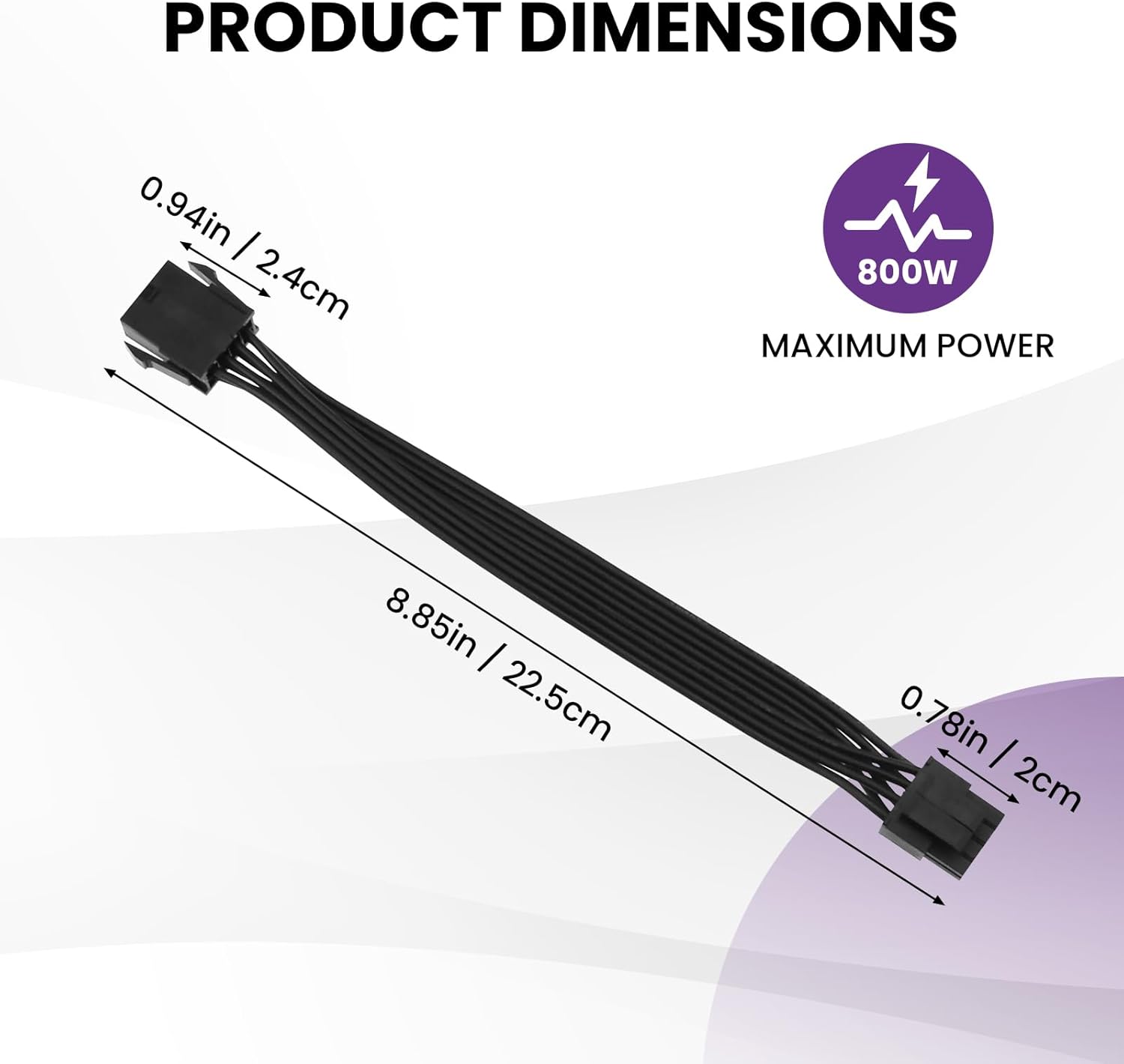 2 Pack CPU 8 Pin ATX Power Extension Cable, EPS 8 PIN Male 4+4 to 8 PIN Female Power Extension Cable for Motherboard, 9 Inch