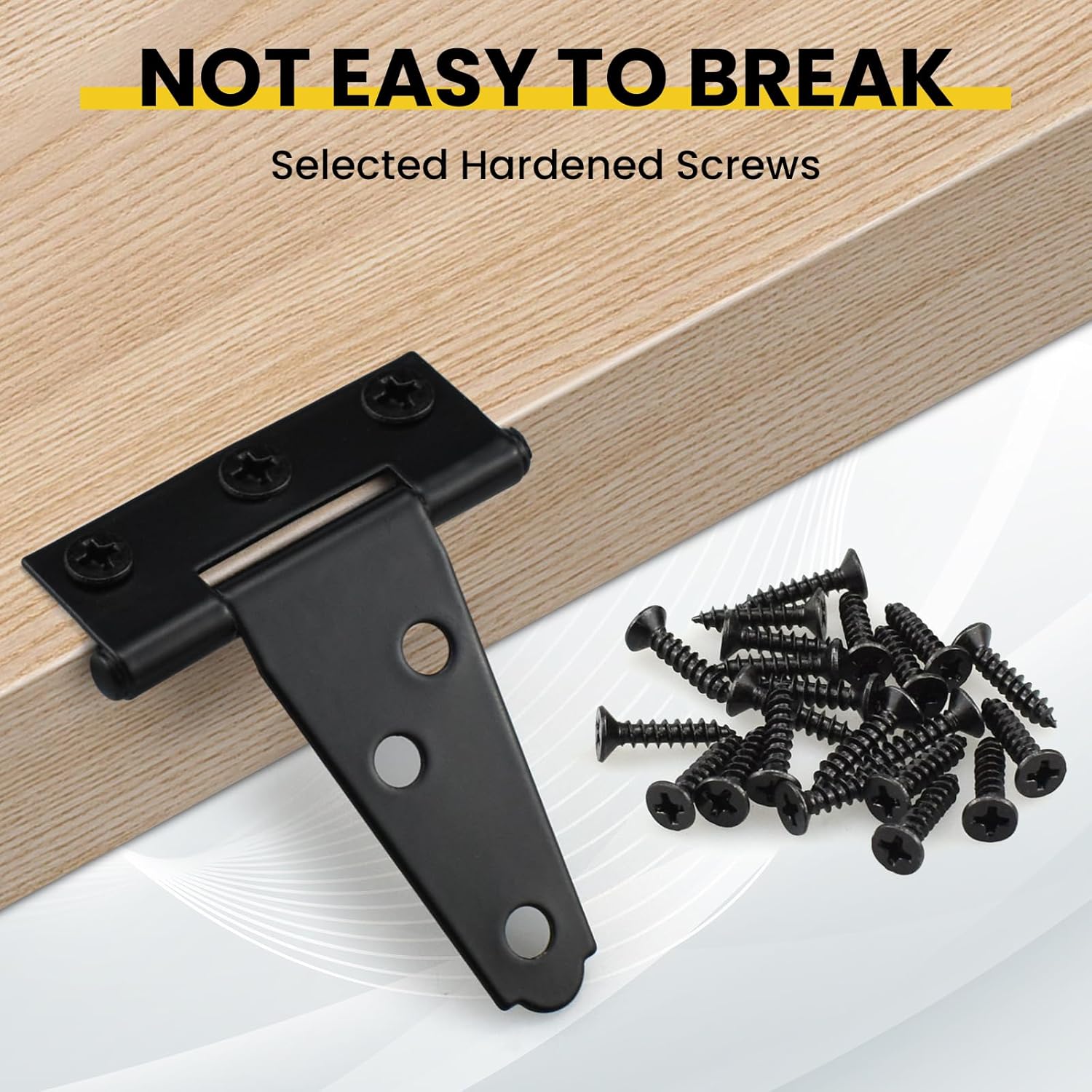 8 Pcs T Strap Gate Hinges, Heavy Duty 2 inch Barn Door Hinges, Black Tee Shed Hinge with Mounting Screws for Barn Door, Shed or Wooden Fences