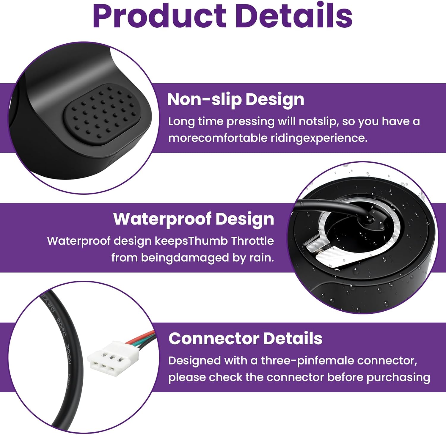 Thumb Throttle with Protector for Go-trax GXL V2, Electric Scooter Accelerator Speed Control, Compatible with Go-trax
