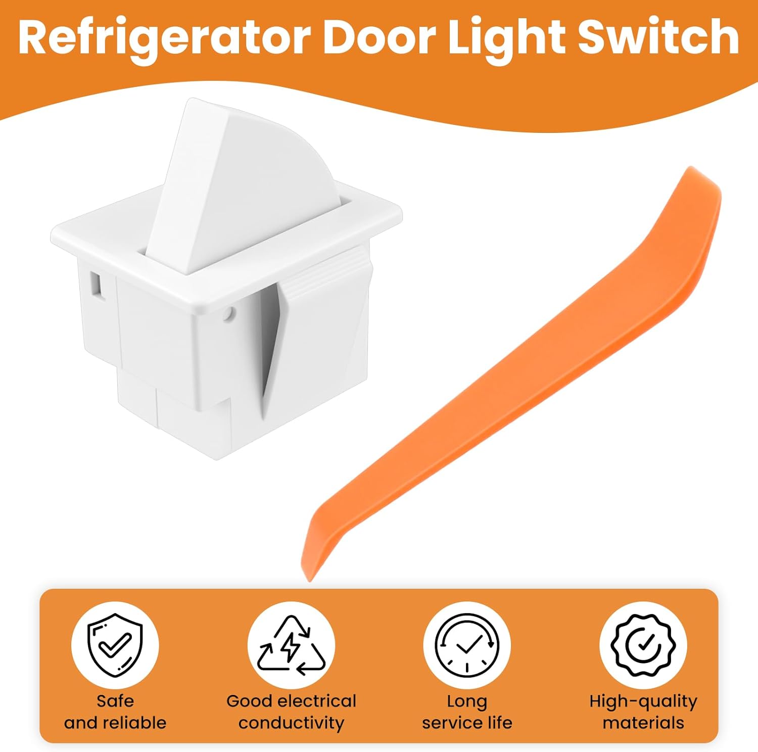 4Pcs Refrigerator Door Light Switch | 2-Pin NC Momentary Control with Pry Bar Tool | Fridge Light Replacement | For Most Freezers AC 250V 3A