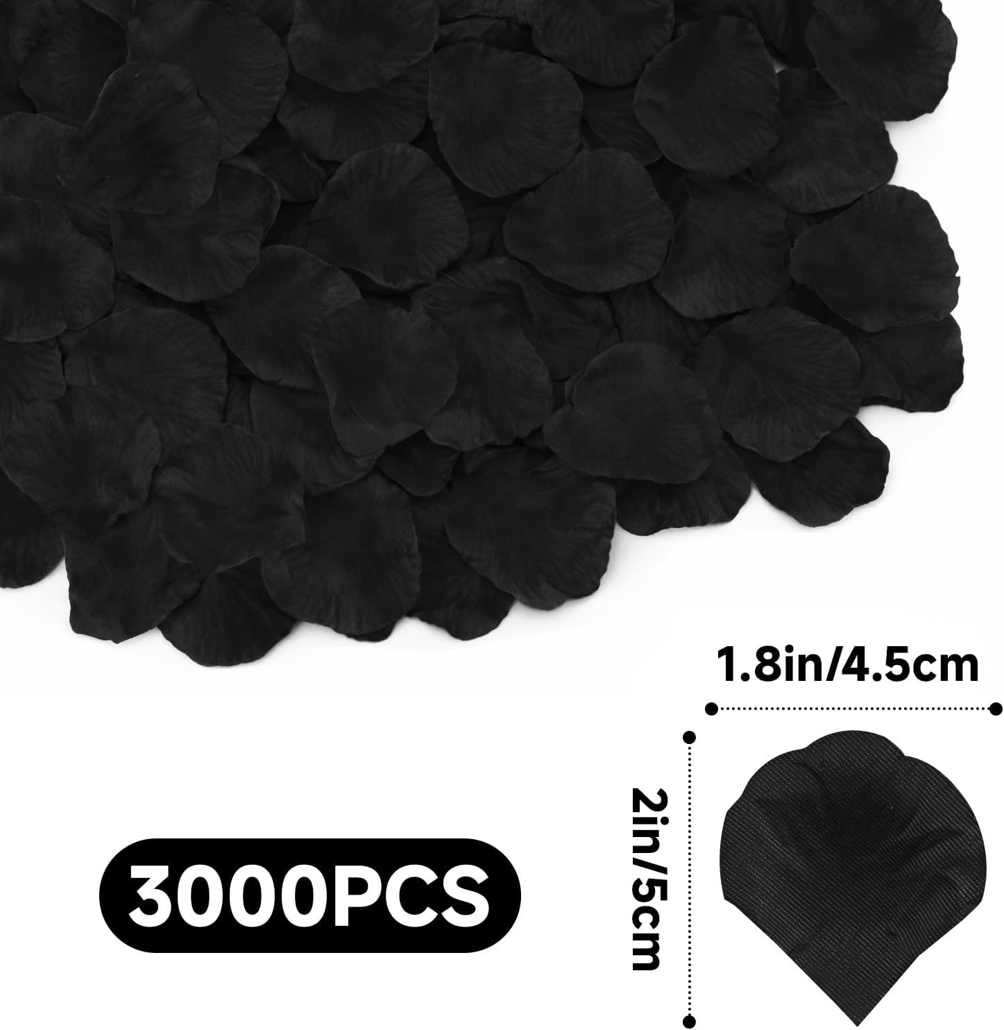 1500Pcs Black Rose Petals - Artificial Faux Flowers Fake Rose Petals for Wedding Proposal Engagement Romantic Night Anniversary Valentine's Galentine's Day Decoration Home Room Party Decor