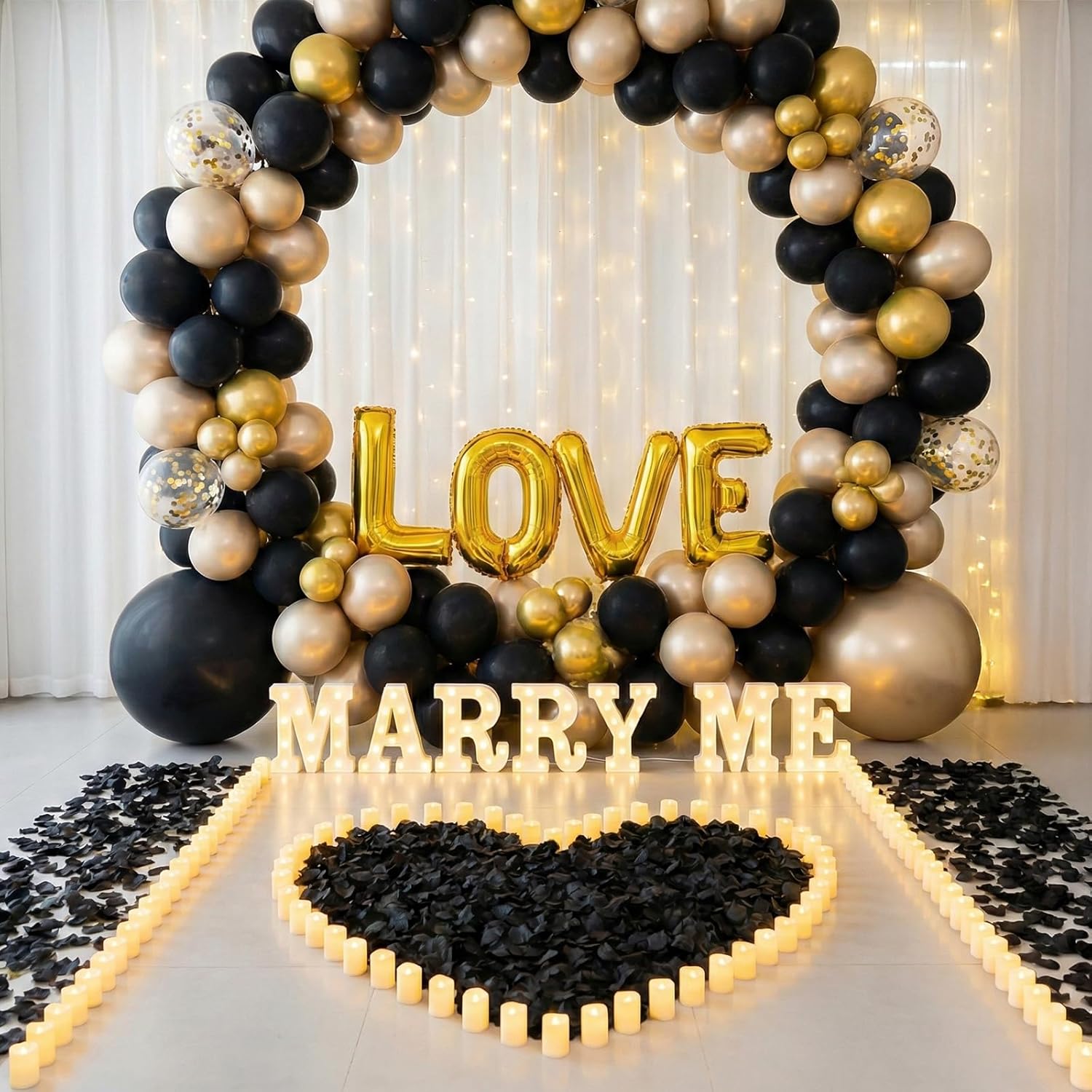1500Pcs Black Rose Petals - Artificial Faux Flowers Fake Rose Petals for Wedding Proposal Engagement Romantic Night Anniversary Valentine's Galentine's Day Decoration Home Room Party Decor