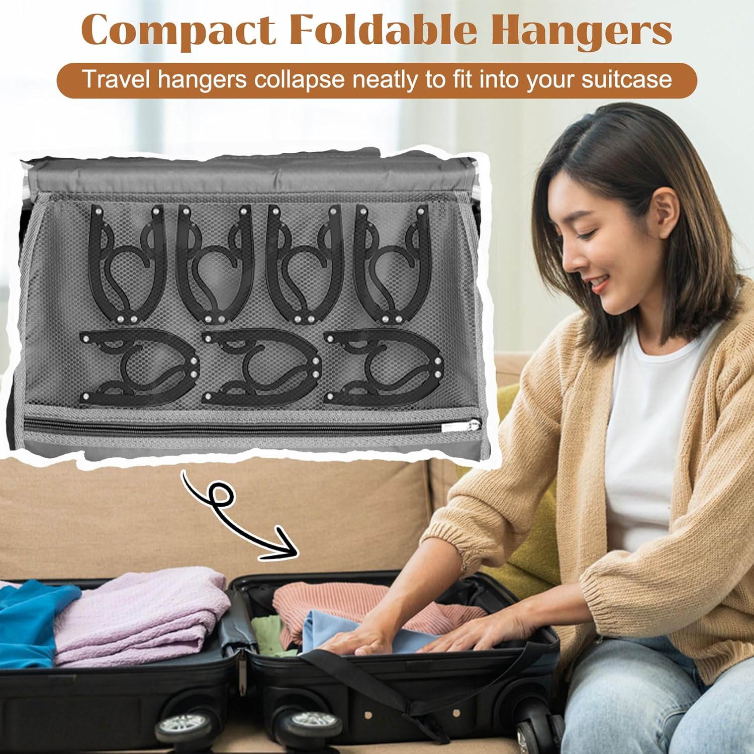 12 Pcs Portable Travel Hangers for Cruise Ship Essentials 2026, Plastic Folding Foldable Hangers Clothes Drying Rack Travel Accessories for Suitcase, RV, Camping, Flying, Hotel, Road Trip Black