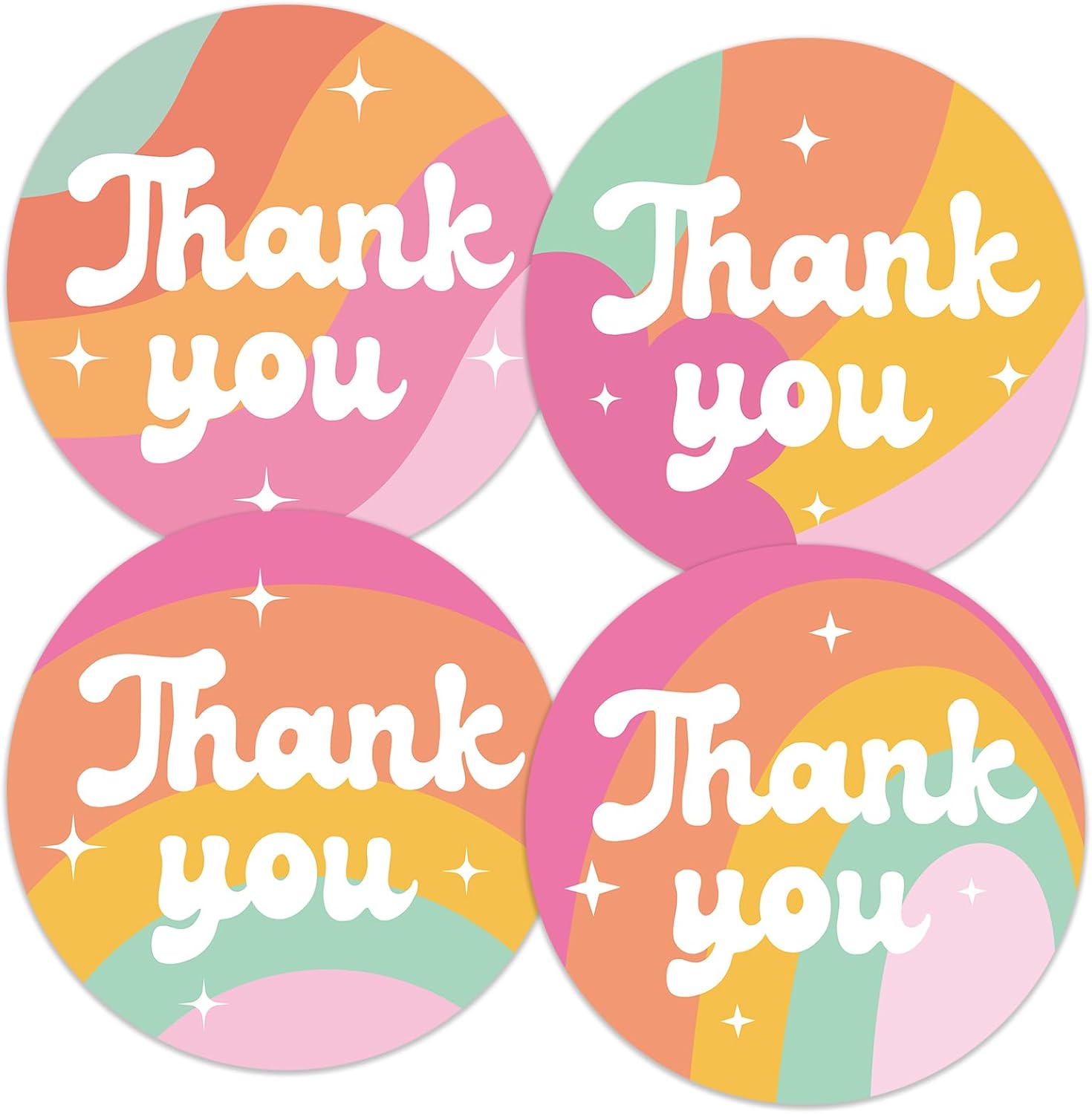 Thank You Stickers - Rainbow Star Thank You Stickers for Small Business 480Pcs 1.5In Thank You Sticker for Packaging Self Adhesive Thank You Party Favor Seal Label Sticker for Card 4 Design