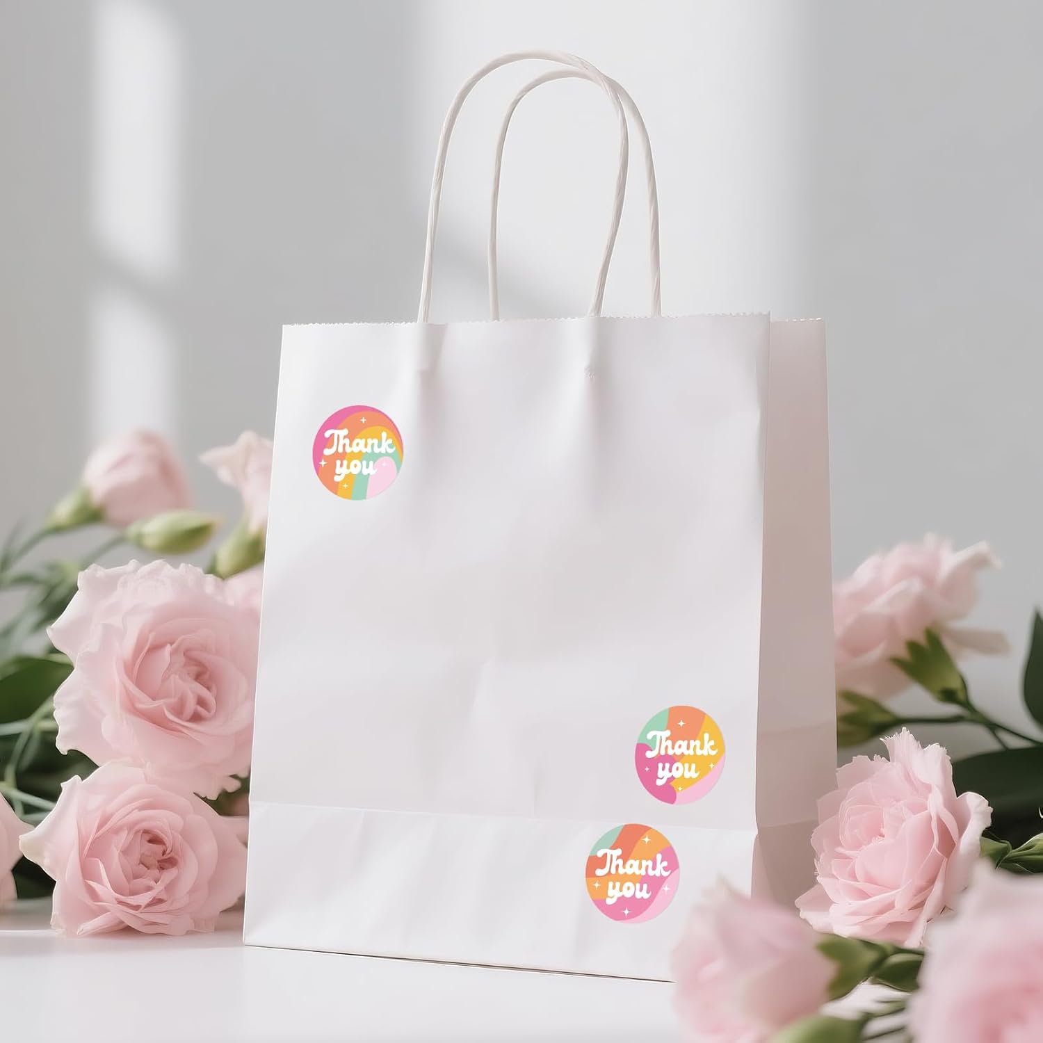 Thank You Stickers - Rainbow Star Thank You Stickers for Small Business 480Pcs 1.5In Thank You Sticker for Packaging Self Adhesive Thank You Party Favor Seal Label Sticker for Card 4 Design