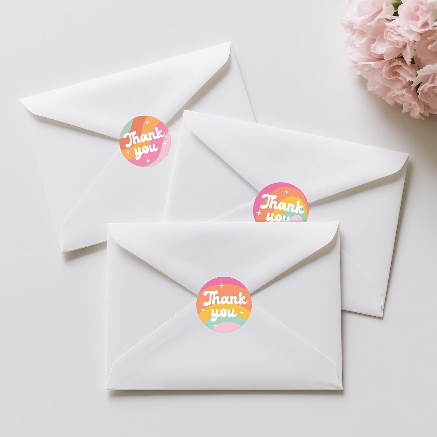 Thank You Stickers - Rainbow Star Thank You Stickers for Small Business 480Pcs 1.5In Thank You Sticker for Packaging Self Adhesive Thank You Party Favor Seal Label Sticker for Card 4 Design