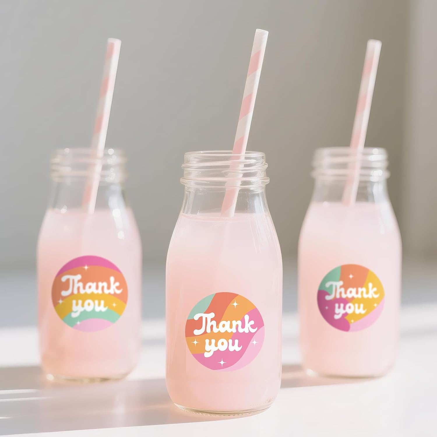 Thank You Stickers - Rainbow Star Thank You Stickers for Small Business 480Pcs 1.5In Thank You Sticker for Packaging Self Adhesive Thank You Party Favor Seal Label Sticker for Card 4 Design