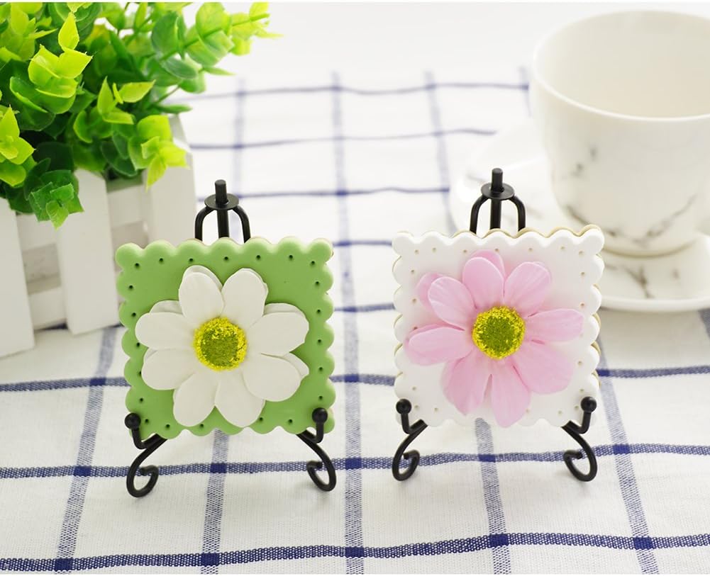 3.5 Inch Black Mini Iron Stand Cookie Holder Display Stand Place Card Holder Display Easels at Weddings, Birthday Party 4 pack