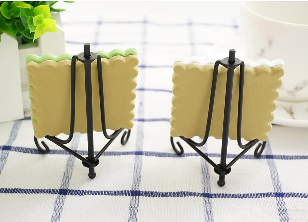 3.5 Inch Black Mini Iron Stand Cookie Holder Display Stand Place Card Holder Display Easels at Weddings, Birthday Party 4 pack