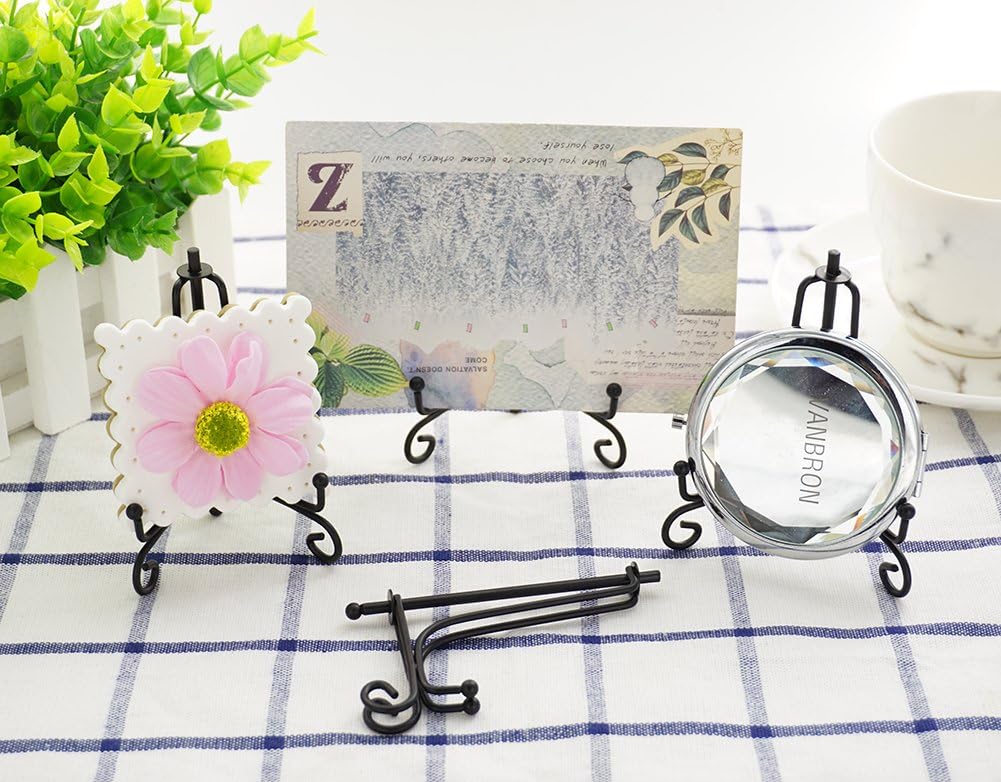 3.5 Inch Black Mini Iron Stand Cookie Holder Display Stand Place Card Holder Display Easels at Weddings, Birthday Party 4 pack