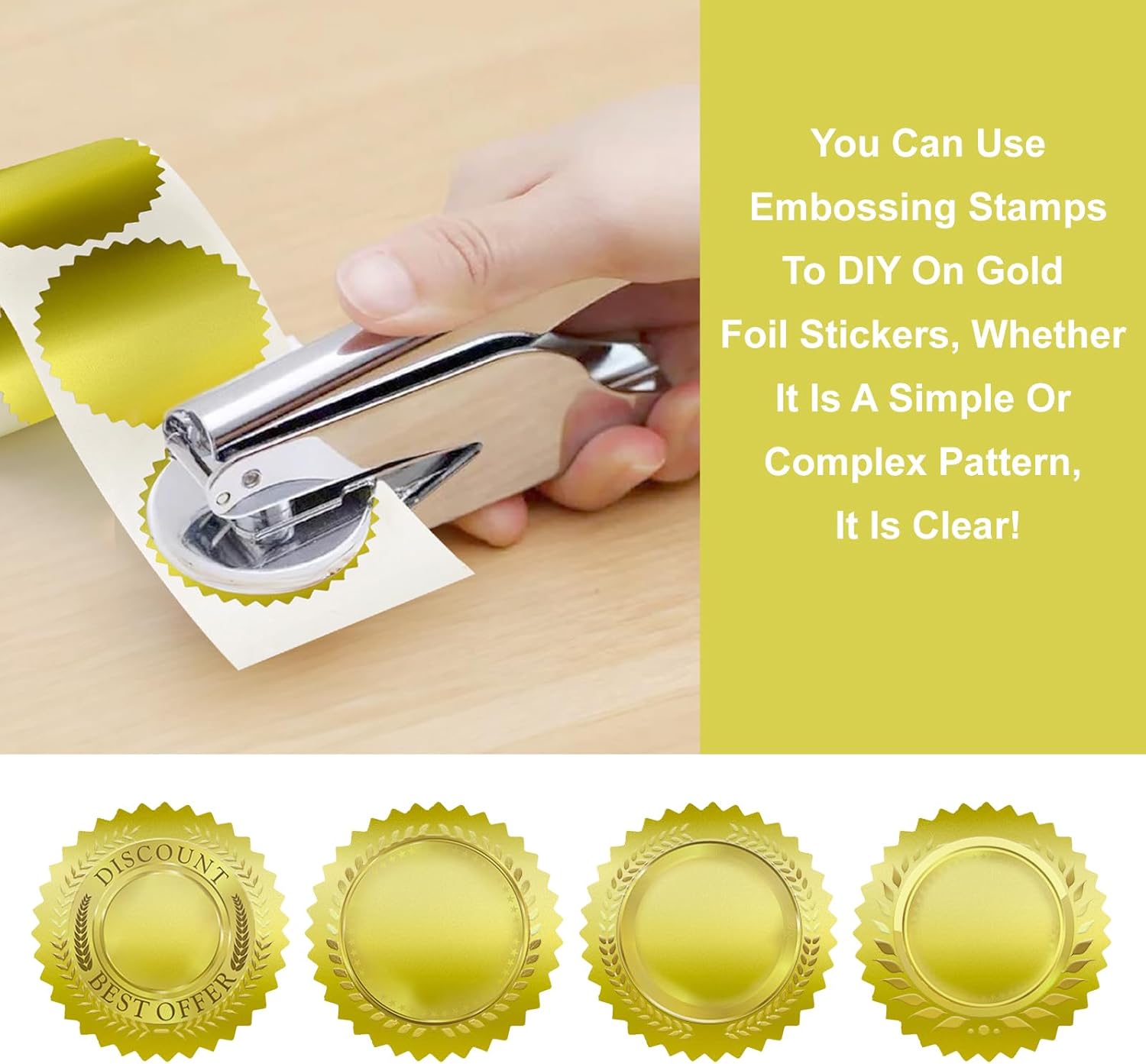 Embossing Stickers 300Pcs 2'' Gold Foil Seals Stickers for Certificates Self Adhesive Envelope Seal Label Sticker with Serrated Edge Blank Embosser Stamp Sticker for Book Invitation Notary Seal