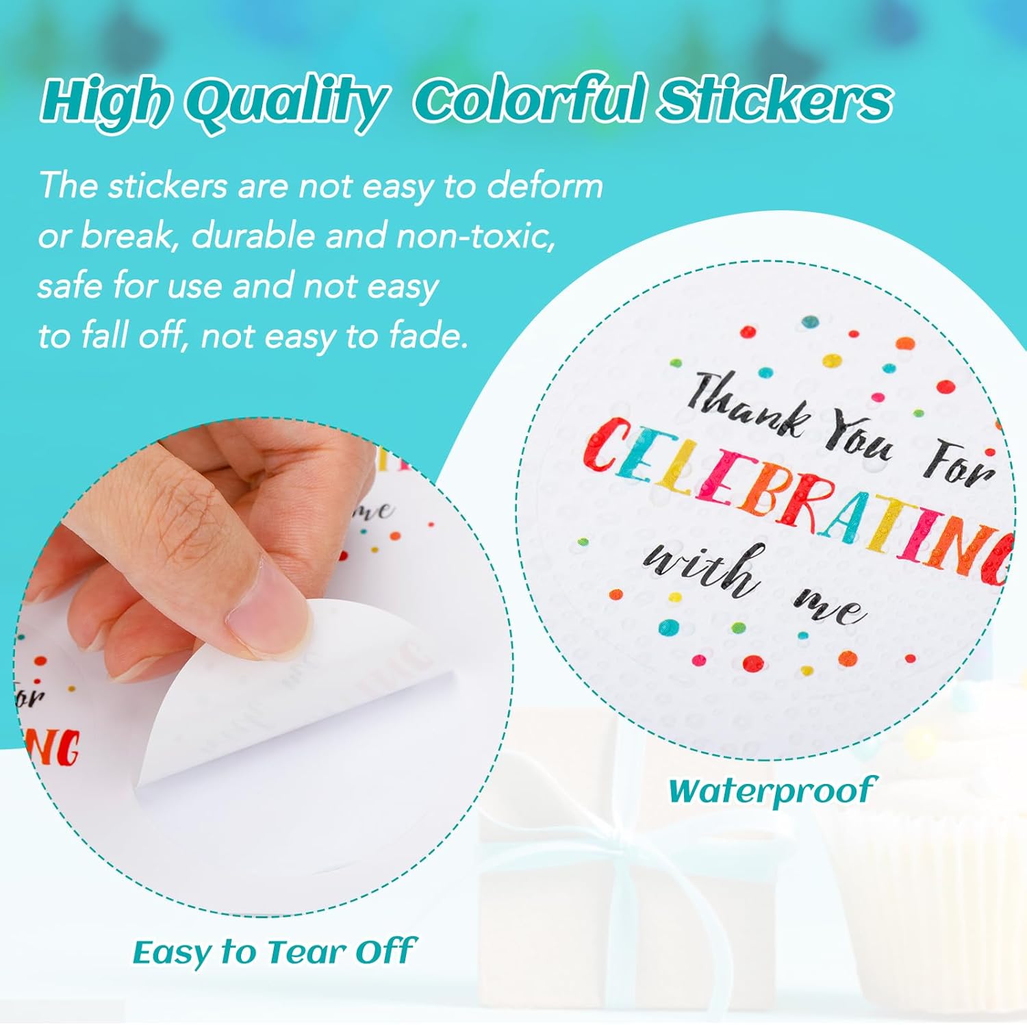 300Pcs Thank You Stickers - 2'' Thank You for Celebrating with Me Stickers Colorful Dot Thank You Birthday Party Favor Sticker Self Adhesive Thank You Seal Label Sticker for Gift Wedding Grad