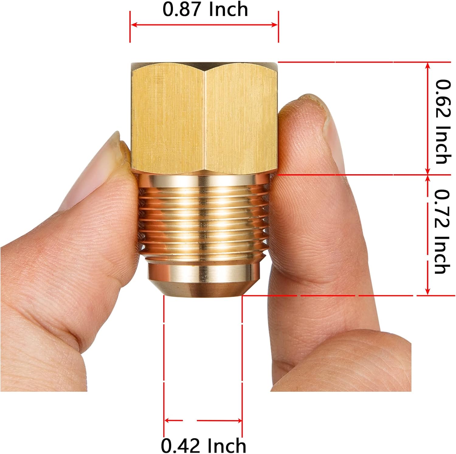 2pcs 3/8 Inch 5/8"-18UNF Female Flare x 1/2 Inch 3/4"-16UNF Male Flare Brass Adapter for fuel, oil, air, liquid petroleum LP and natural gas lines connections