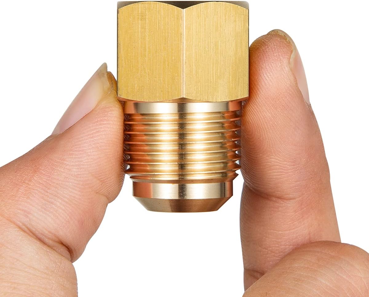 2pcs 3/8 Inch 5/8"-18UNF Female Flare x 1/2 Inch 3/4"-16UNF Male Flare Brass Adapter for fuel, oil, air, liquid petroleum LP and natural gas lines connections