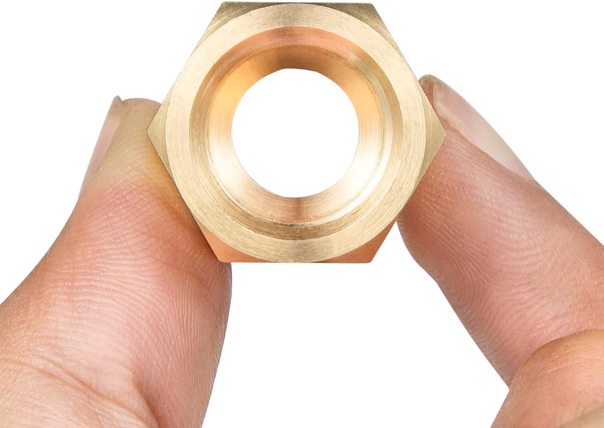 2pcs 3/8 Inch 5/8"-18UNF Female Flare x 1/2 Inch 3/4"-16UNF Male Flare Brass Adapter for fuel, oil, air, liquid petroleum LP and natural gas lines connections