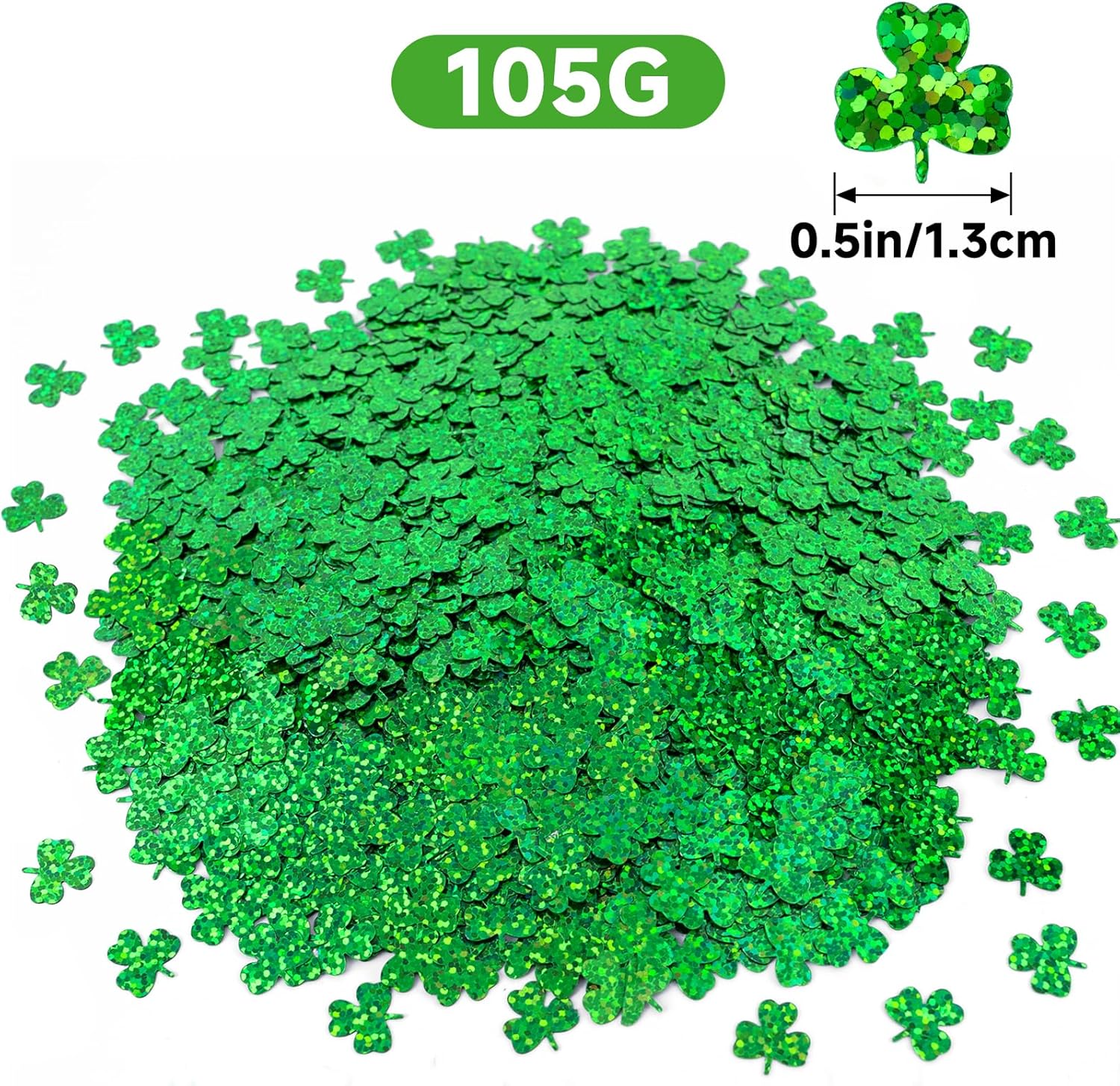 St.Patrick's Day Confetti - 3000Pcs Glitter Green Shamrock Confetti St.Patrick's Day Party Favor Decoration Lucky Clover Irish Table Scatter Confetto for Sanit Patricks Day Decor 105G