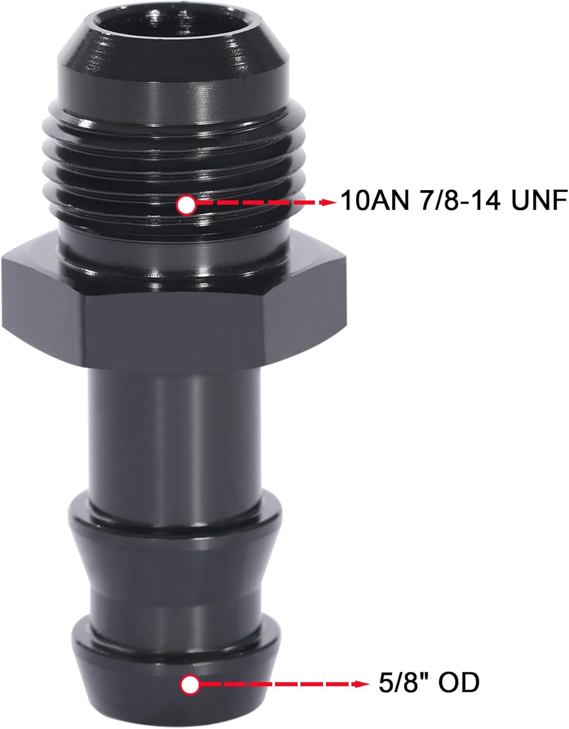10AN Male Flare to 5/8 Hose Barb Straight Fitting Adapter Aluminum Black， Push Hose Barb Fitting Adapter