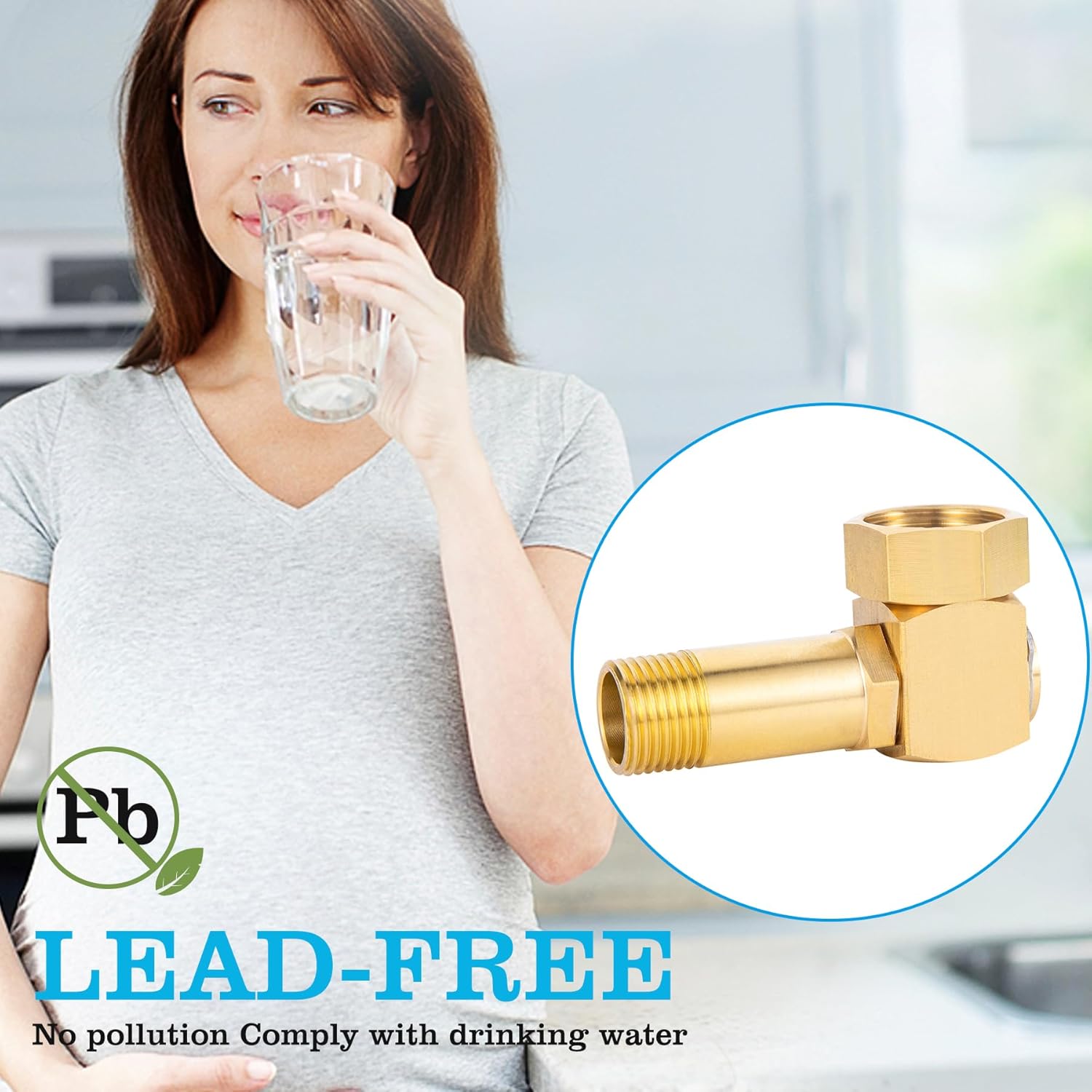 Lead-Free Brass Garden Hose Adapter,Hose Reel Parts Fittings,90 Degree Brass Replacement Part Swivel