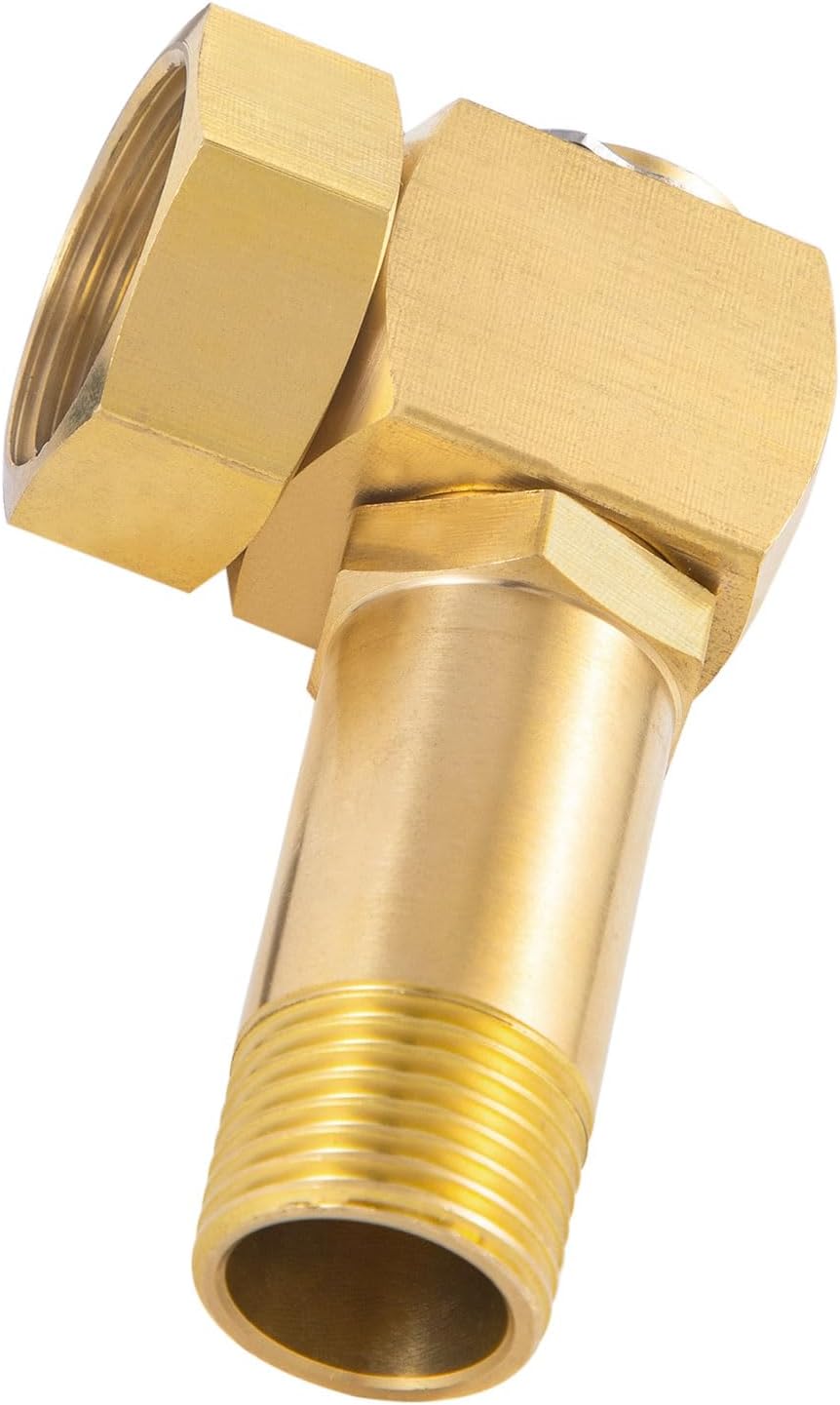 Lead-Free Brass Garden Hose Adapter,Hose Reel Parts Fittings,90 Degree Brass Replacement Part Swivel
