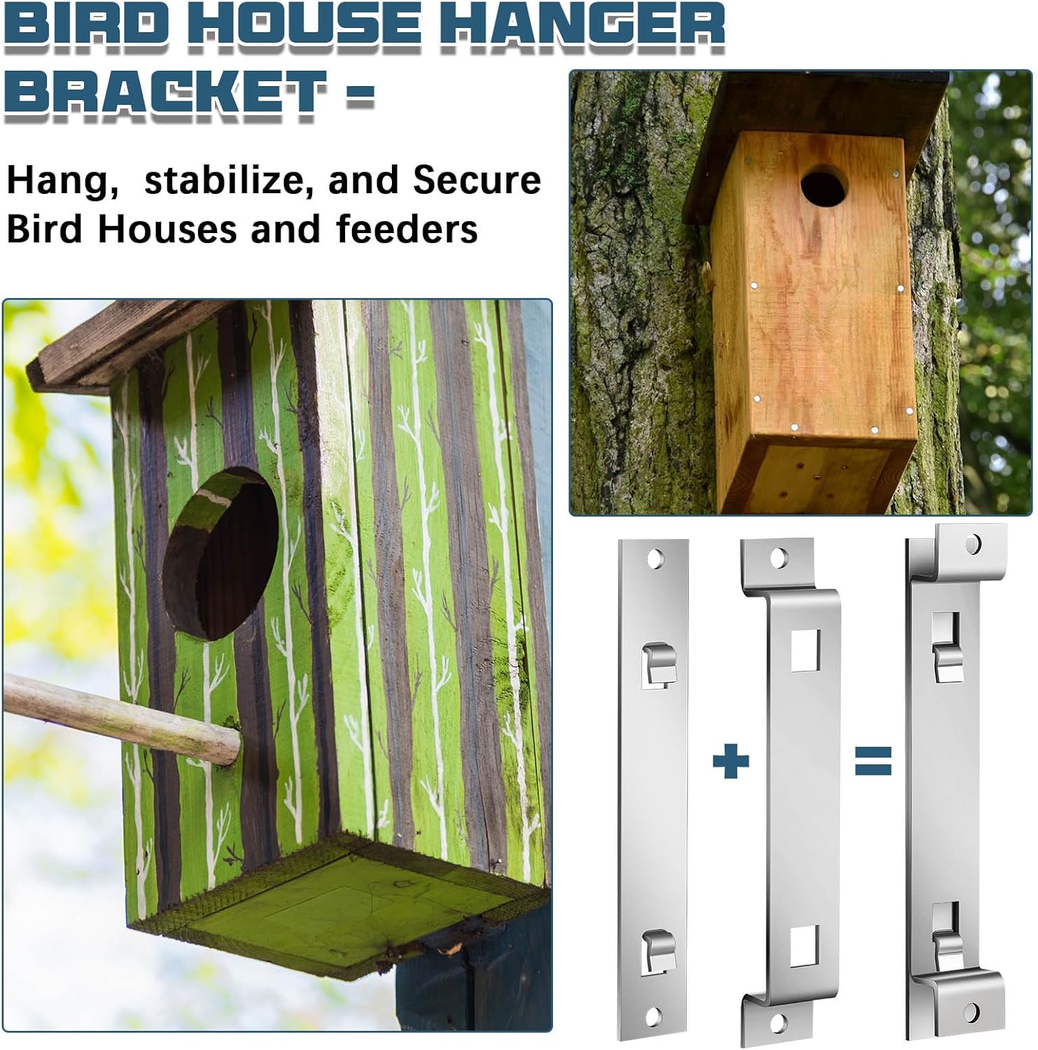 2 Sets Bird House Hanger Bracket Stable Rust Proof Galvanized Steel Mounting Bracket for Securing Bird Houses Nesting Boxes Feeders, Quickly Remove for Cleaning Silver