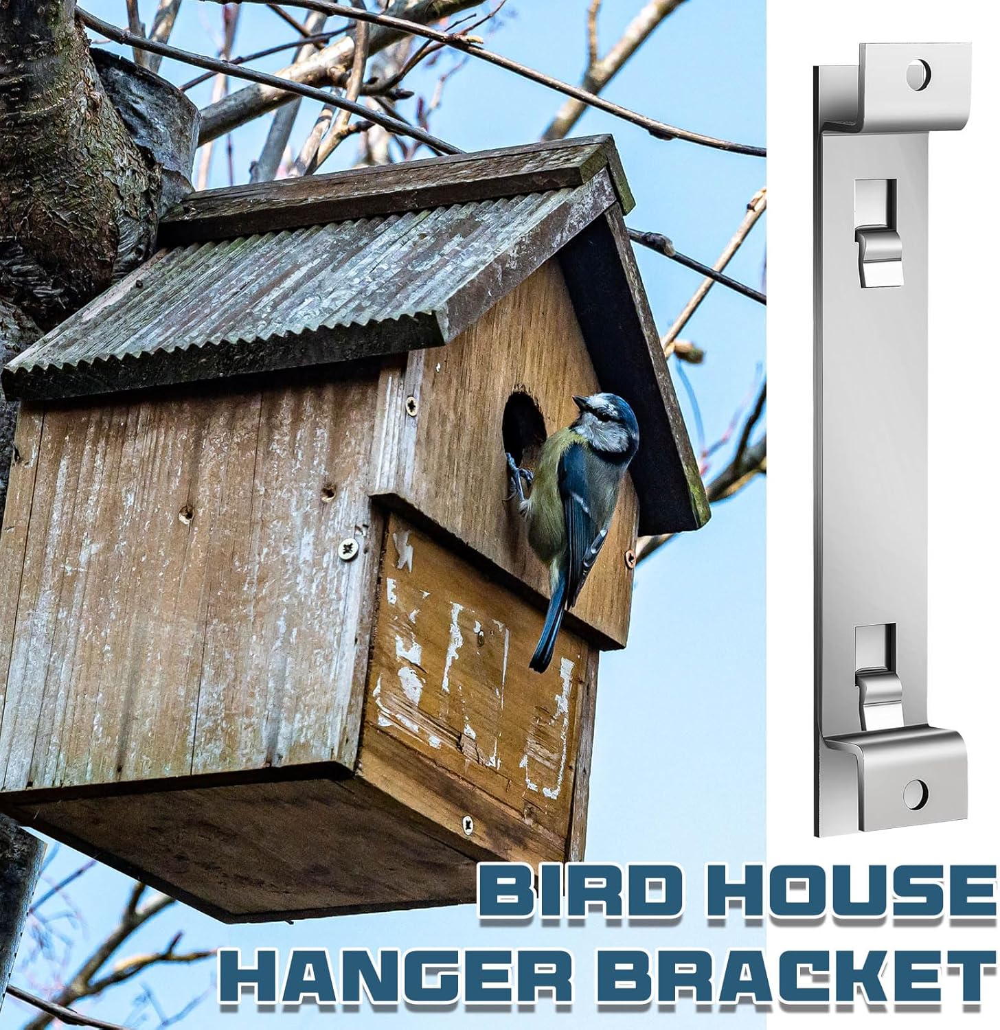 2 Sets Bird House Hanger Bracket Stable Rust Proof Galvanized Steel Mounting Bracket for Securing Bird Houses Nesting Boxes Feeders, Quickly Remove for Cleaning Silver