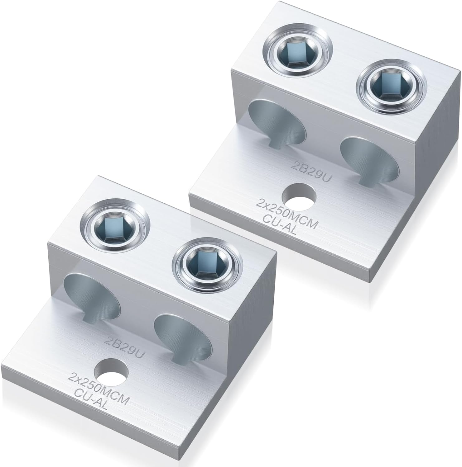 2 Pieces Dual Aluminum Ground Lug Dual Rated Double Wire Barrel Aluminum Mechanical Lug 250 Mcm-6sol