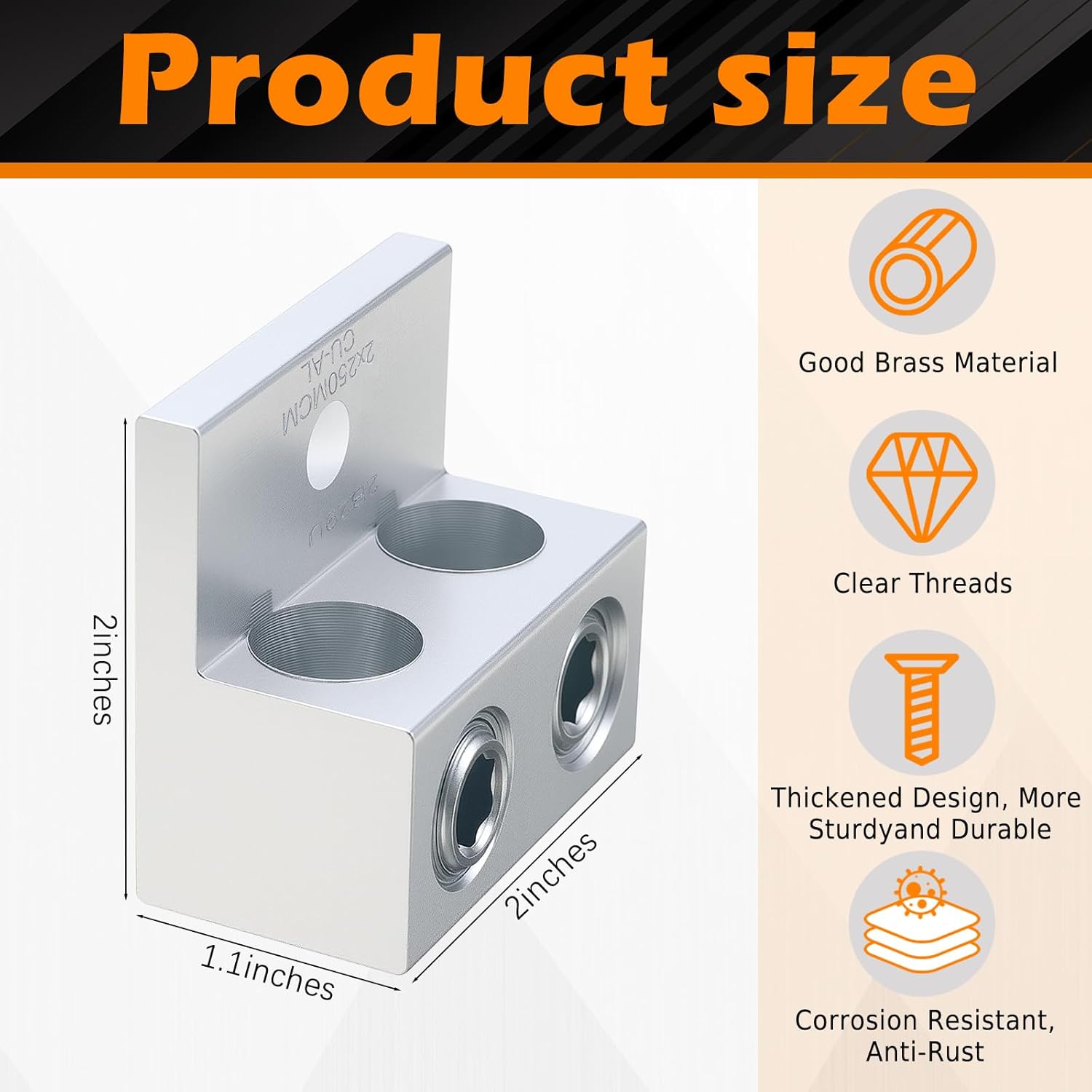 2 Pieces Dual Aluminum Ground Lug Dual Rated Double Wire Barrel Aluminum Mechanical Lug 250 Mcm-6sol