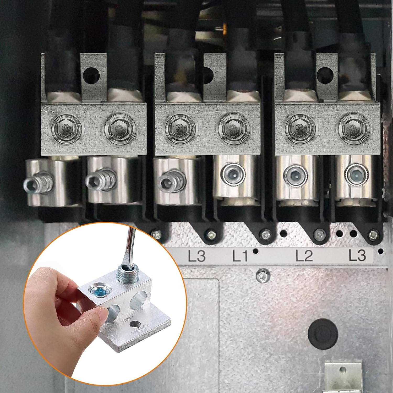 2 Pieces Dual Aluminum Ground Lug Dual Rated Double Wire Barrel Aluminum Mechanical Lug 250 Mcm-6sol