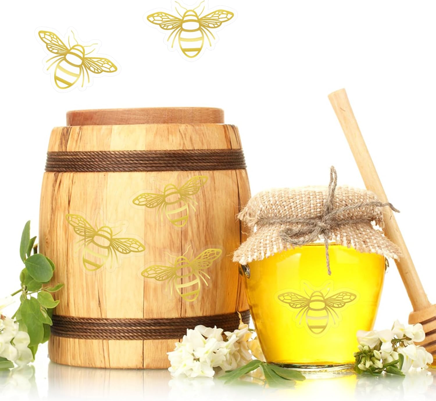 480Pcs Bee Stickers - Gold Foil Envelope Seal Label Sticker Queen Bee Decals Stickers Self Adhesive Clear Bee Spring Summer Stickers for Gift Card Craft Baby Shower Birthday Party Favors