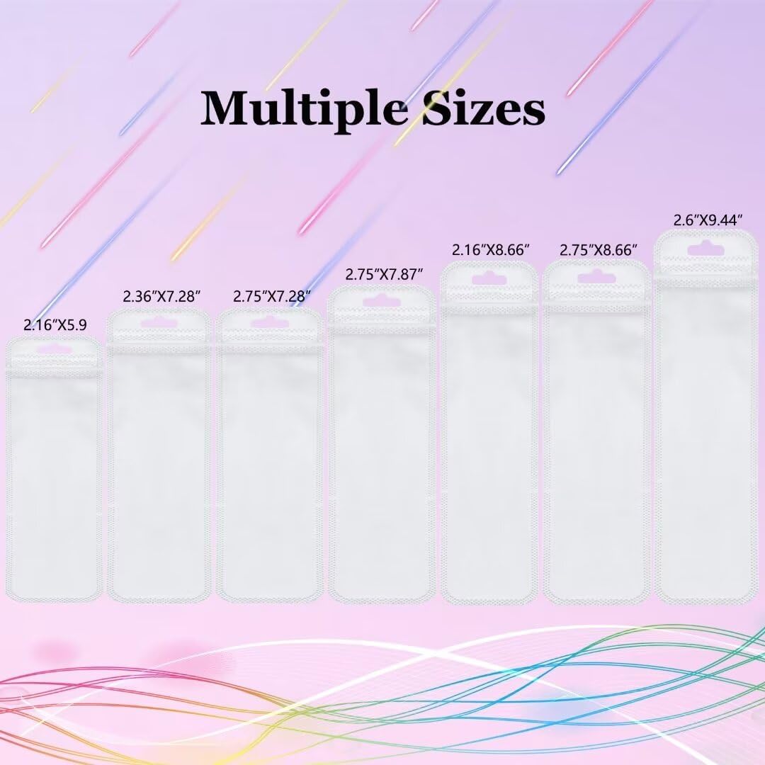 100 Pcs Beadable Pen Packaging Bags for Small Business, Clear Beaded Bag for Bead Pens, Zipper Smell Proof Storage Bags for Packaging Lipgloss, Jewelry, Cosmetic,Candy 2.75X8.66inch