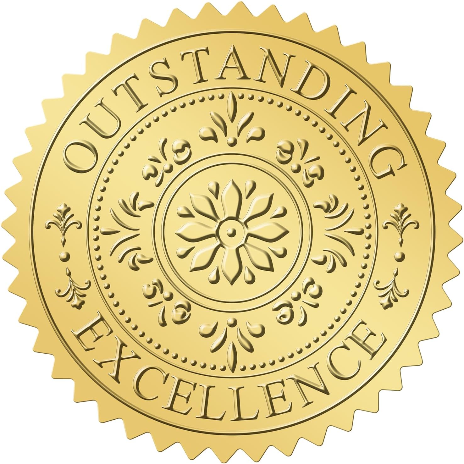 Gold Seals Stickers for Certificate - 2In 100Pcs Foil Embossed Outstanding Excellence Award Sticker Self-Adhesive Gold Metallic Envelope Seals Labels Stickers for Certificate Diploma Graduation