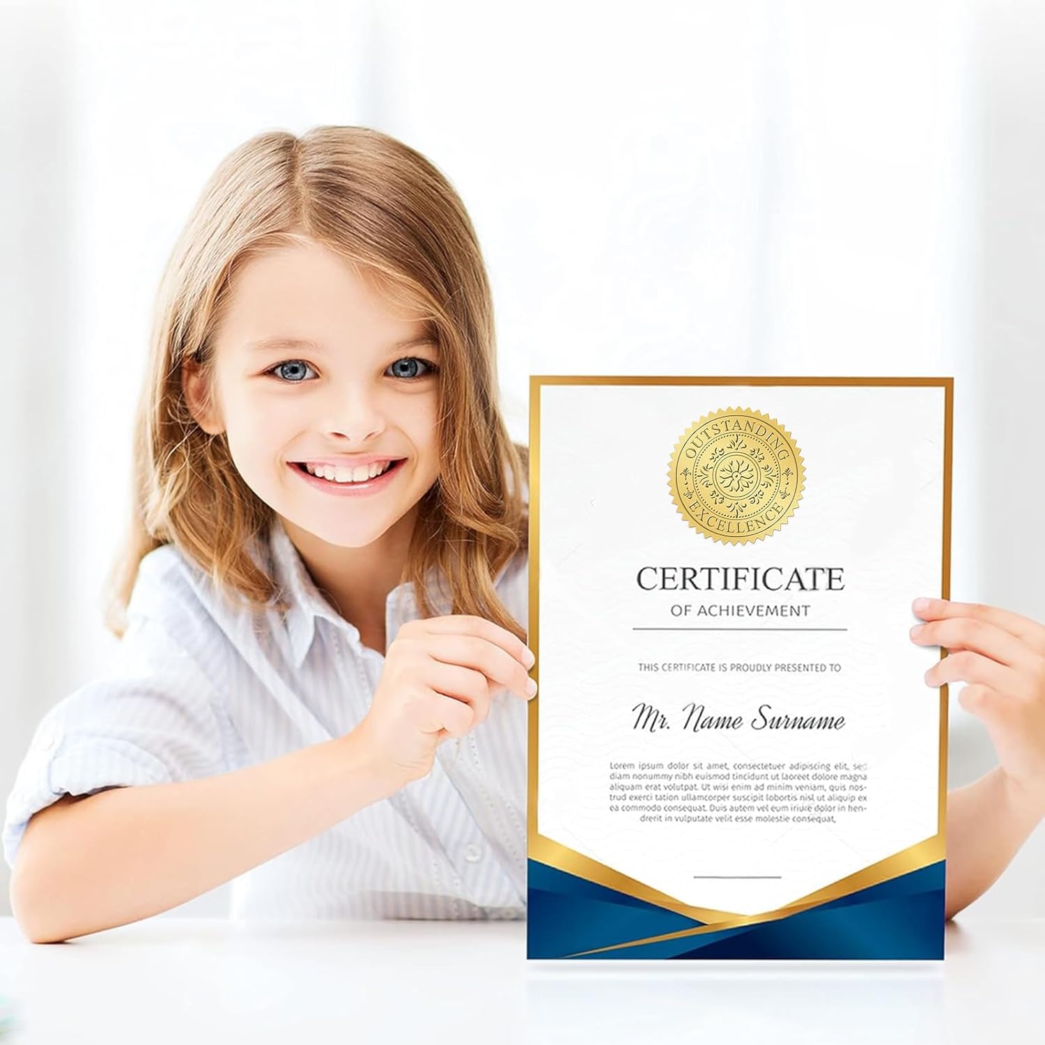 Gold Seals Stickers for Certificate - 2In 100Pcs Foil Embossed Outstanding Excellence Award Sticker Self-Adhesive Gold Metallic Envelope Seals Labels Stickers for Certificate Diploma Graduation