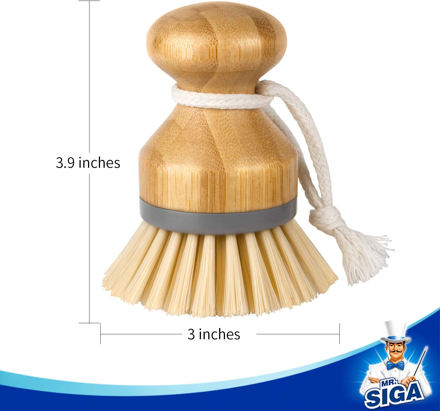 Bamboo Palm Brush, Scrub Brush for Dishes Pots Pans Kitchen Sink Cleaning, Pack of 2