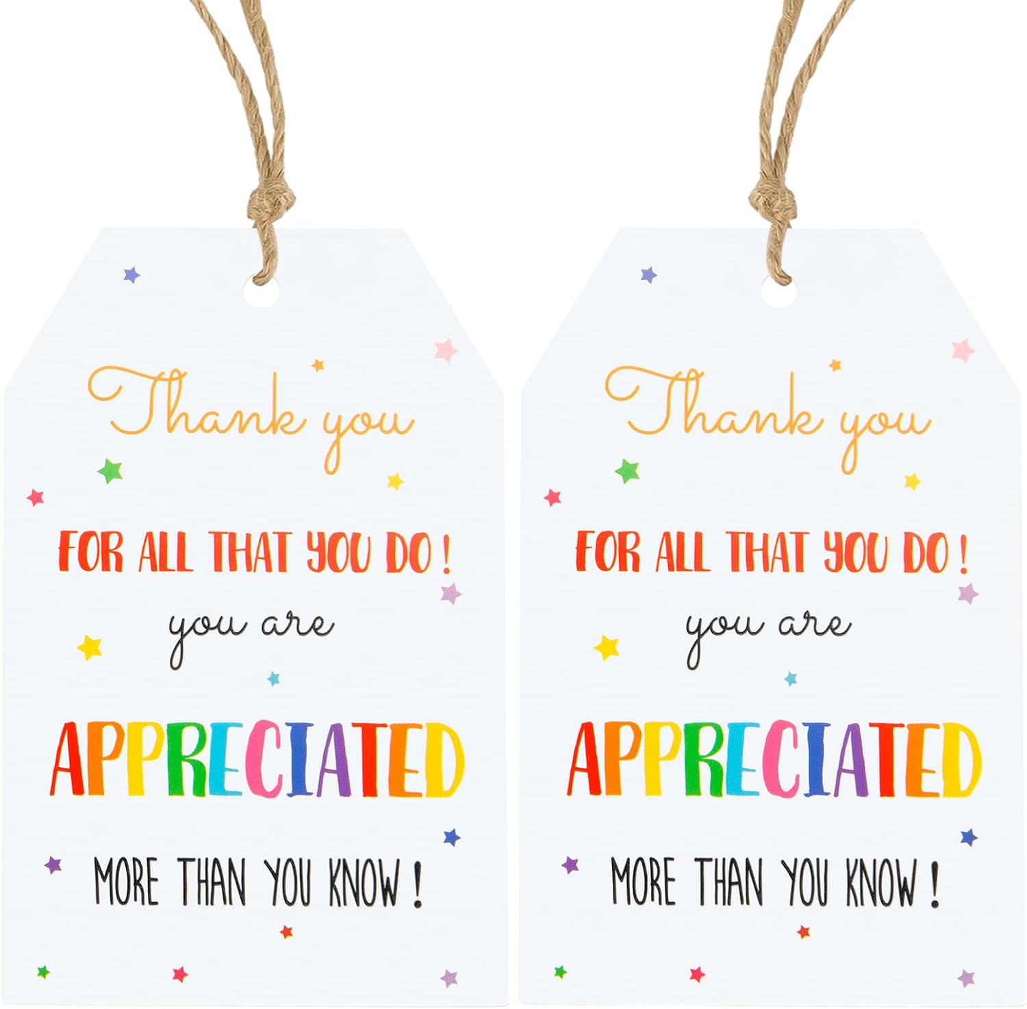 Thank You Gift Tags - 100Pcs Thank You for All You Do Tags with String Teacher Appreciation Thanks You Gifts Tags for Favor Colorful Star Hang Paper Gift Tag for Employee Volunteer Nurse Doctor