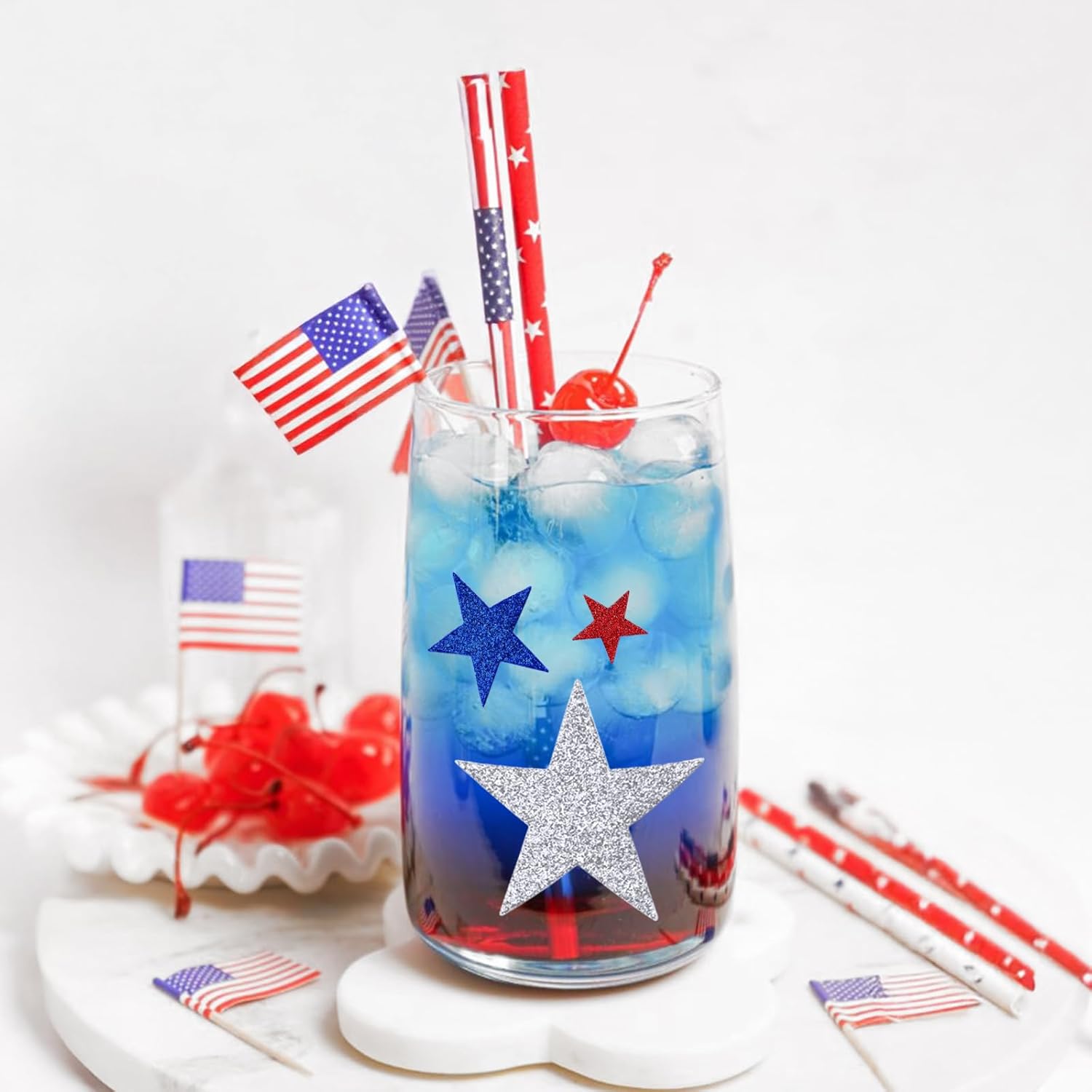 360Pcs Star Stickers - Red Blue Silver USA Patriotic Star Stickers Self Adhesive 4th of July Sticker Glitter Foam Stars Shaped Sticker for Kids Reward Art Craft Memorial Independence Day Decor