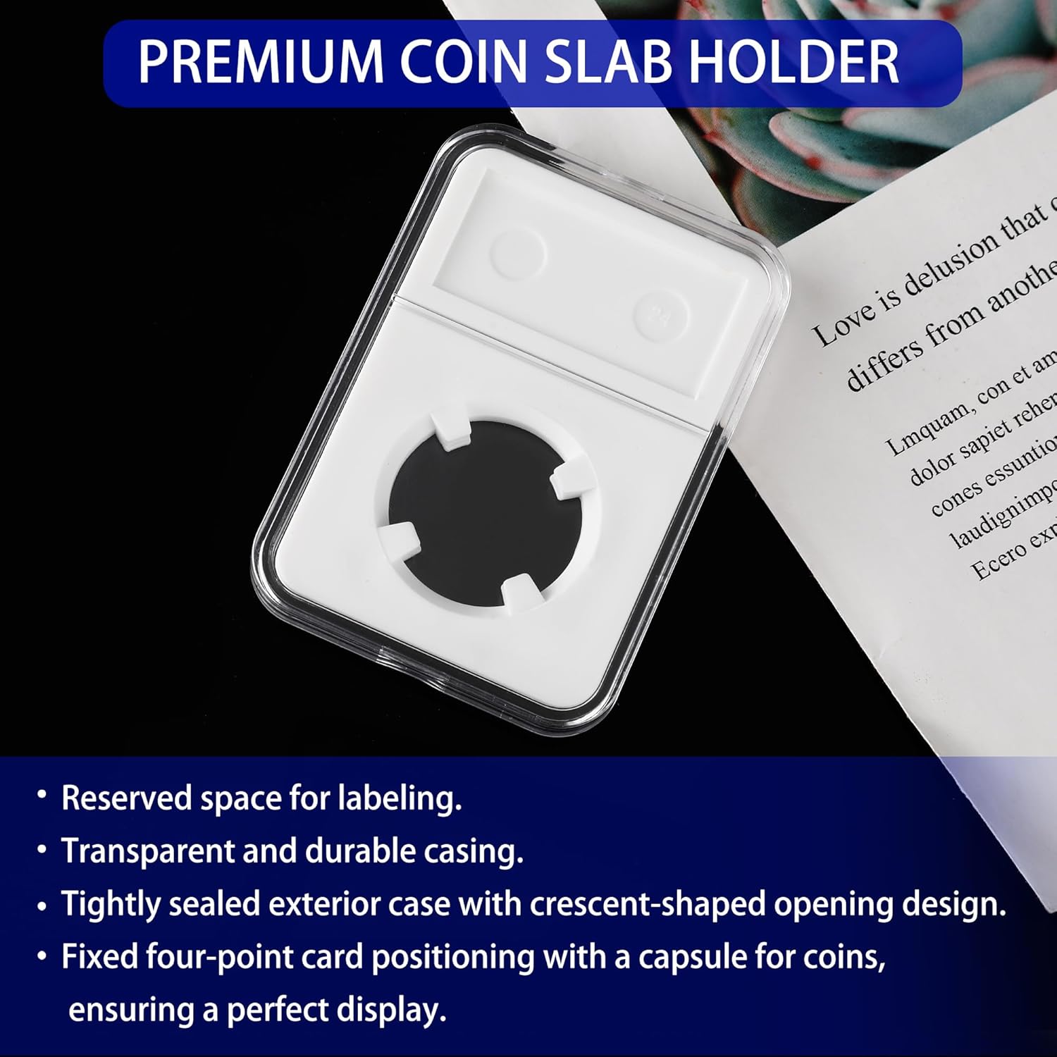 10 Packs 38mm Coin Slab Display Holder, Storage Case for Morgan, Peace, IKE Silver Dollar Coin, Clear Acrylic Cases for Coin Organize and Collection, Four-Point Fixation Coin Slab Capsules Protector