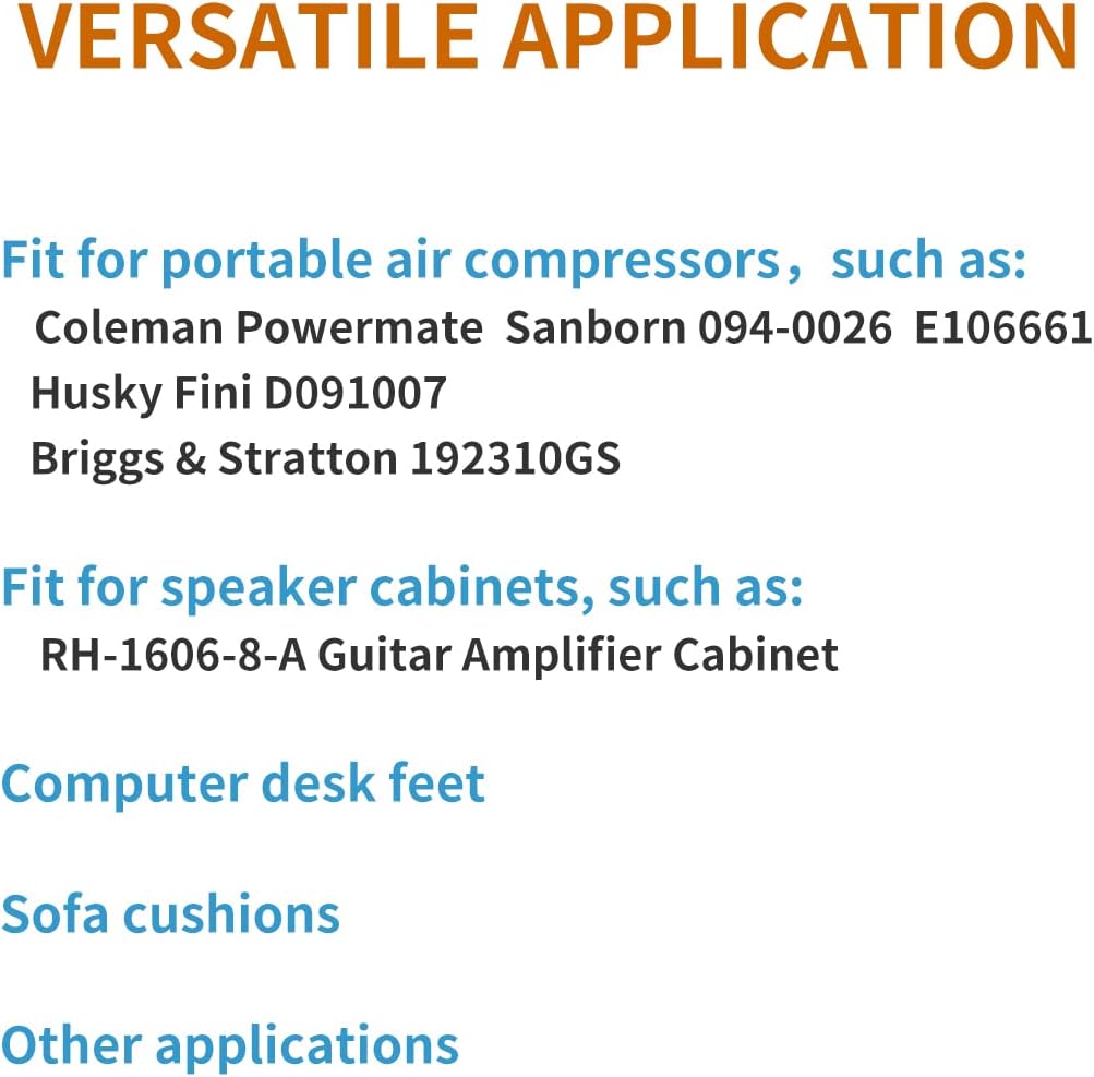 Air Compressor Isolator Pads - 8 Pack Replacement Rubber Feet 192310GS for Coleman Powermate, Sanborn & More - Also Ideal for Speaker Cabinets, Computer Desk, Sofa Cushions E106661, D091007